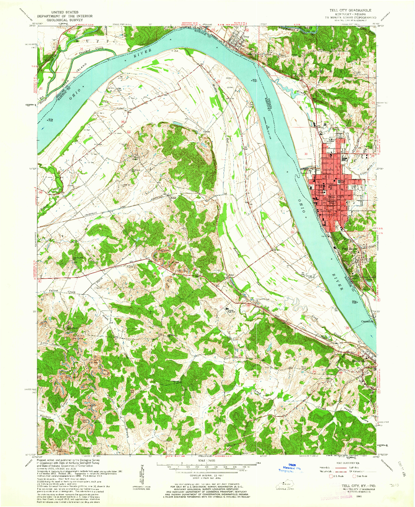 USGS 1:24000-SCALE QUADRANGLE FOR TELL CITY, IN 1961