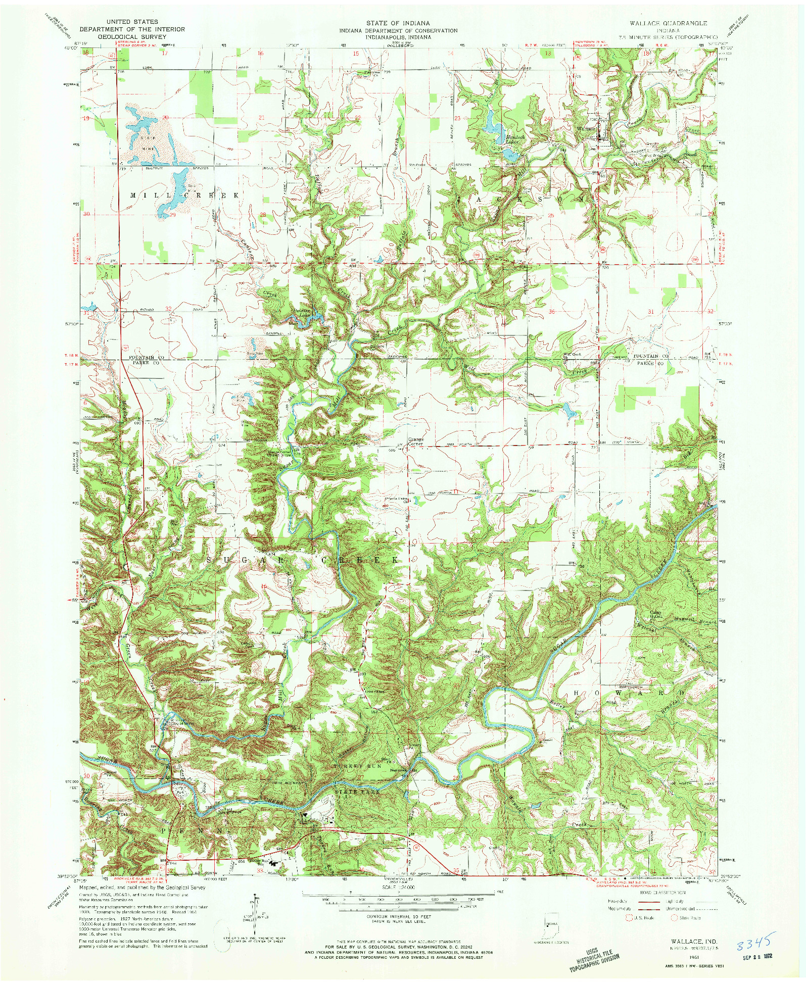 USGS 1:24000-SCALE QUADRANGLE FOR WALLACE, IN 1961