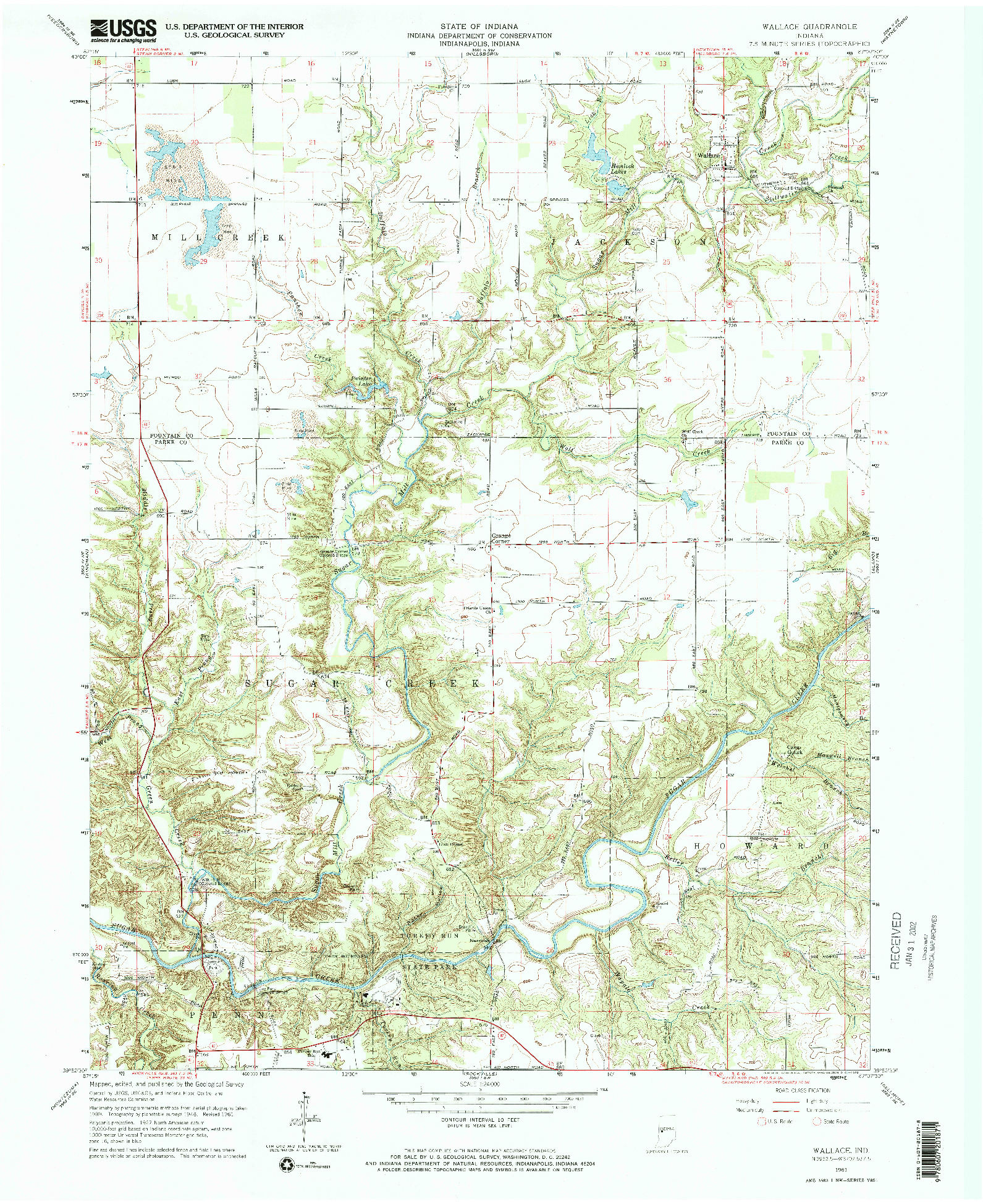 USGS 1:24000-SCALE QUADRANGLE FOR WALLACE, IN 1961