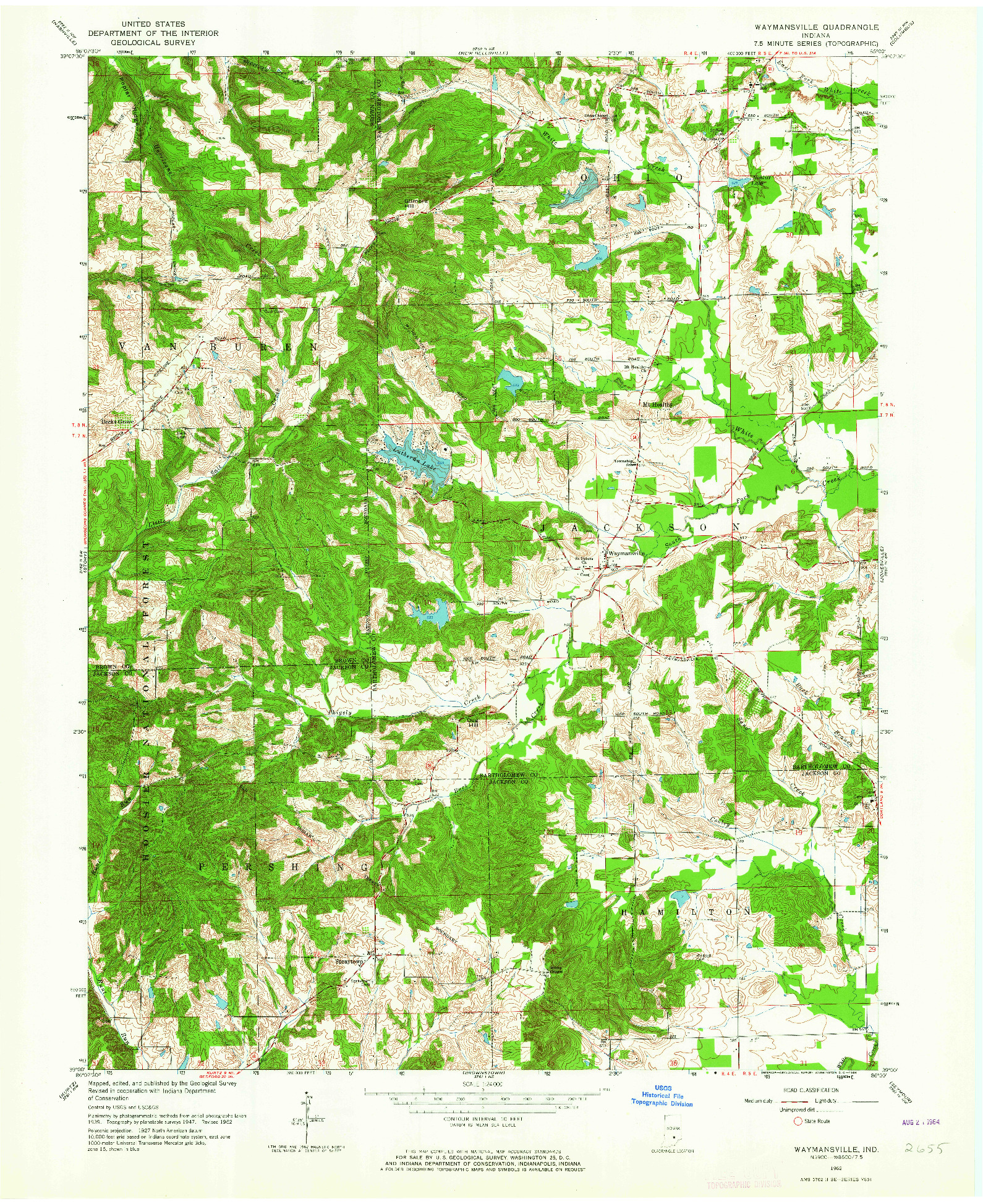 USGS 1:24000-SCALE QUADRANGLE FOR WAYMANSVILLE, IN 1962
