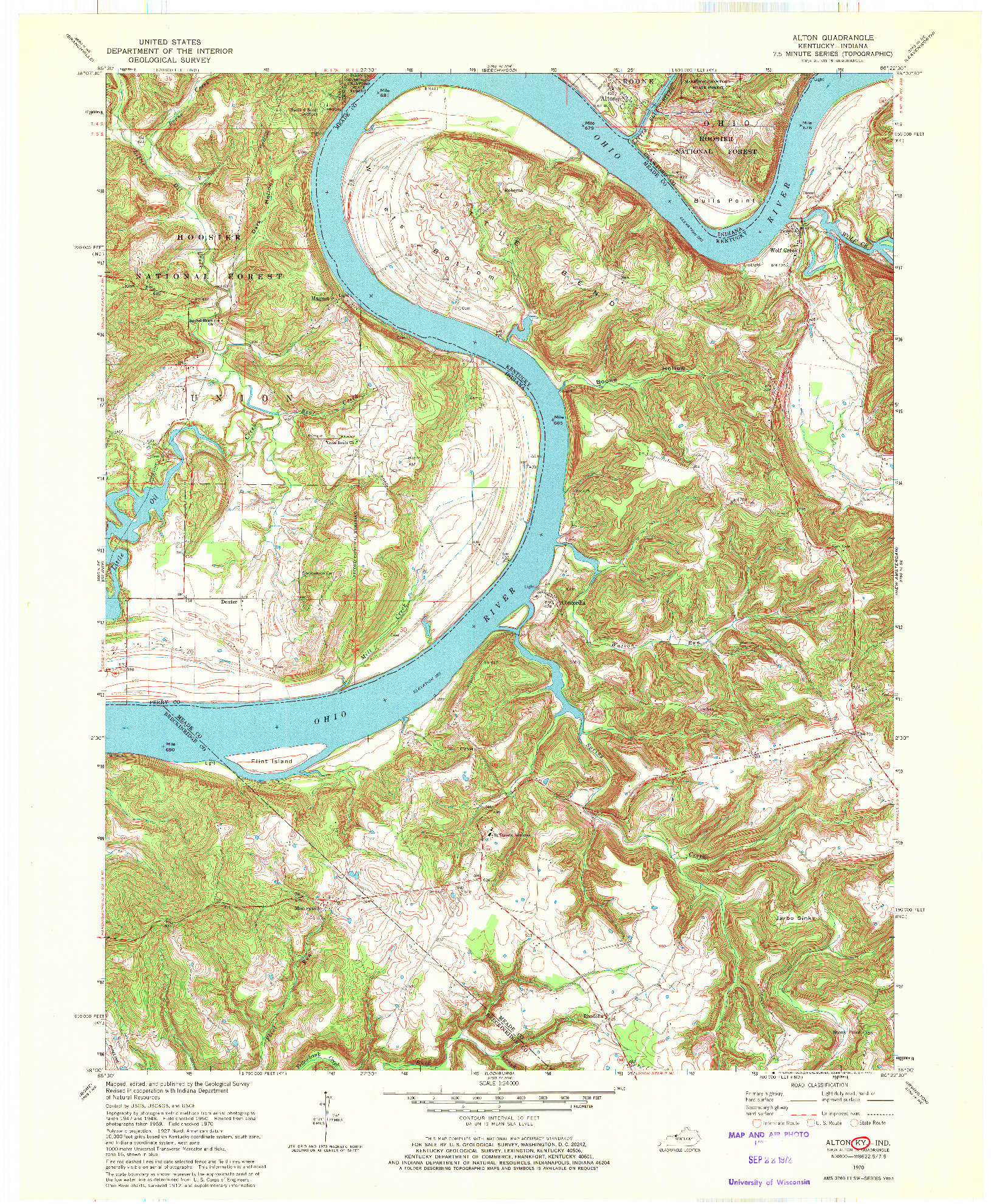 USGS 1:24000-SCALE QUADRANGLE FOR ALTON, KY 1970