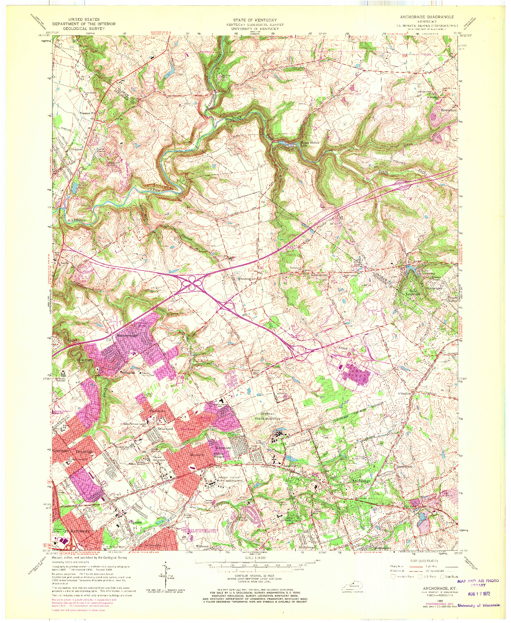 USGS 1:24000-SCALE QUADRANGLE FOR ANCHORAGE, KY 1965