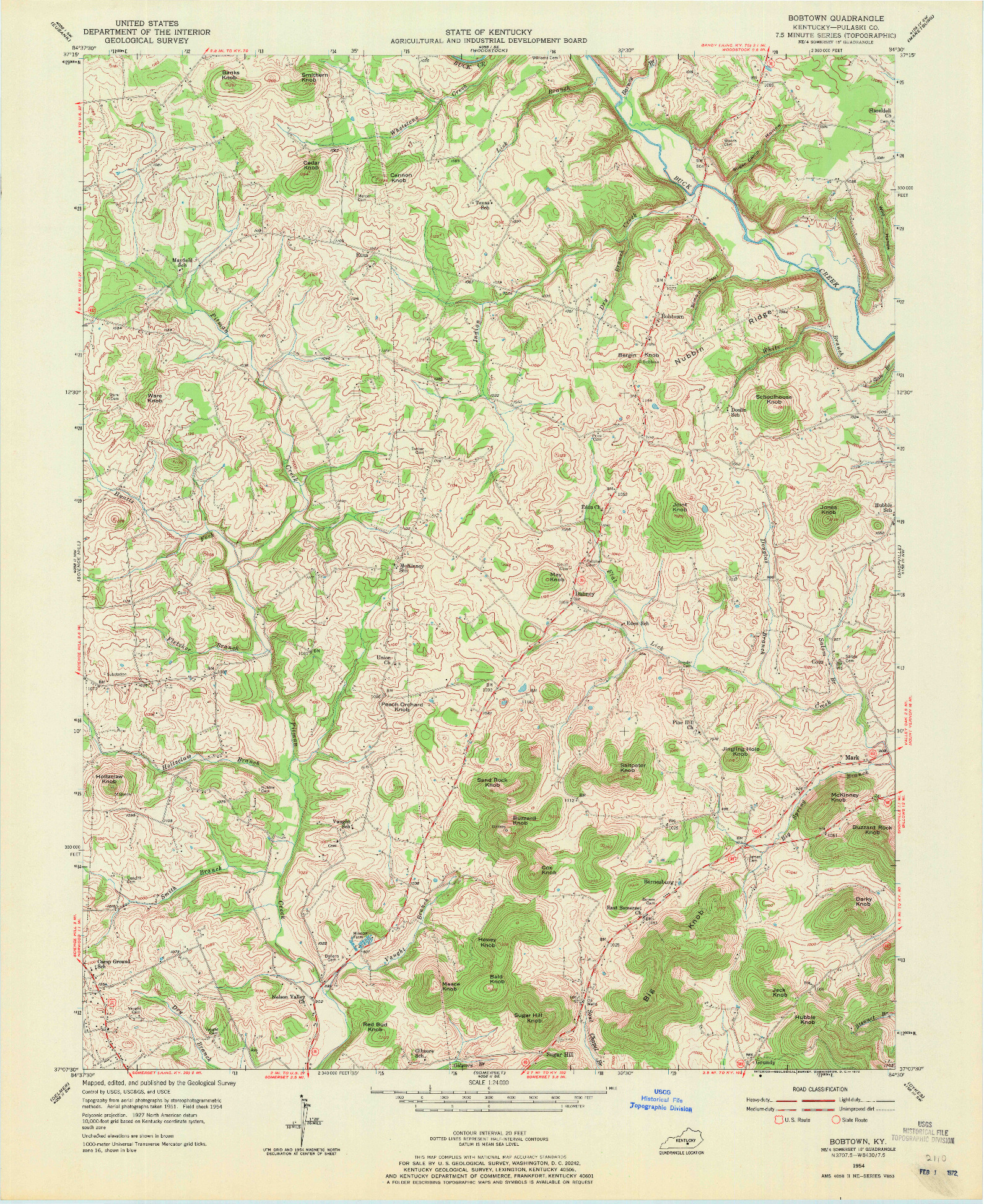 USGS 1:24000-SCALE QUADRANGLE FOR BOBTOWN, KY 1954