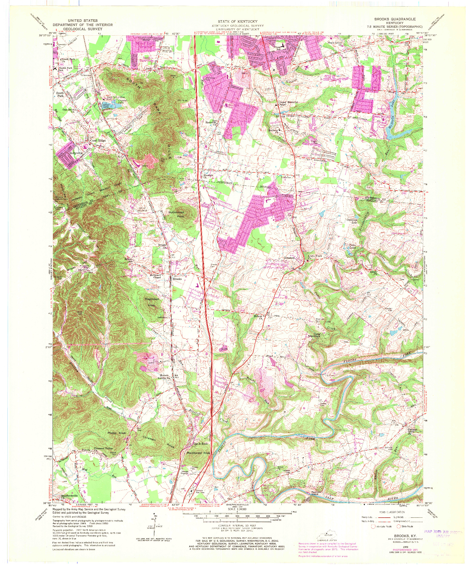 USGS 1:24000-SCALE QUADRANGLE FOR BROOKS, KY 1959