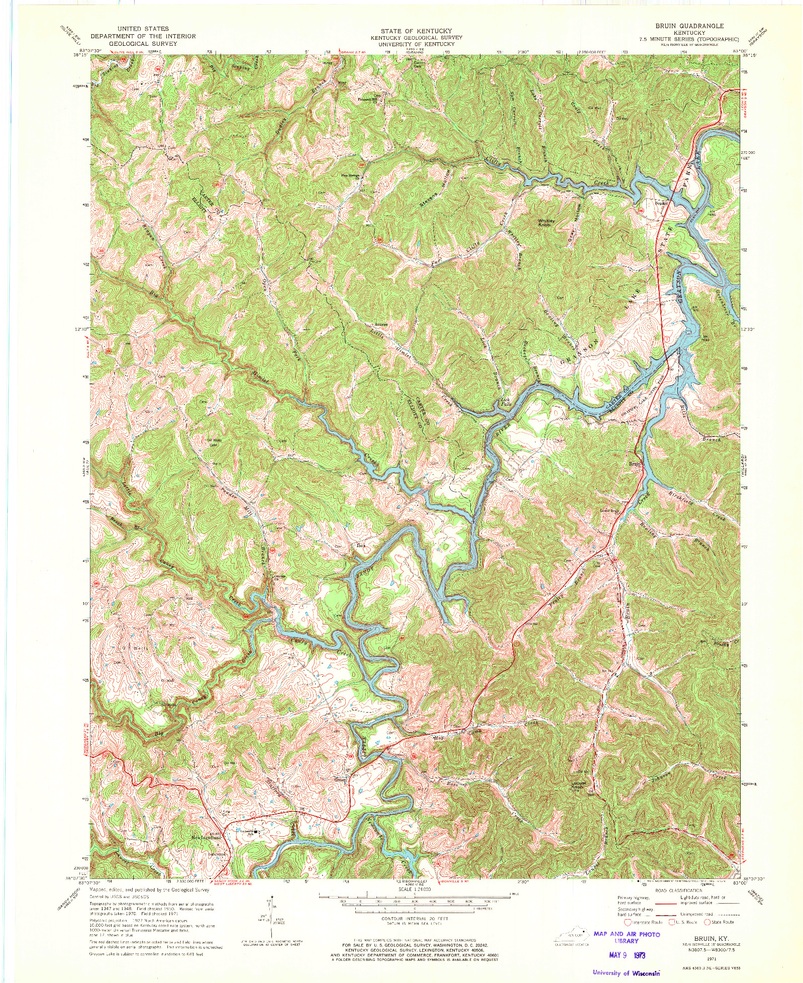 USGS 1:24000-SCALE QUADRANGLE FOR BRUIN, KY 1971