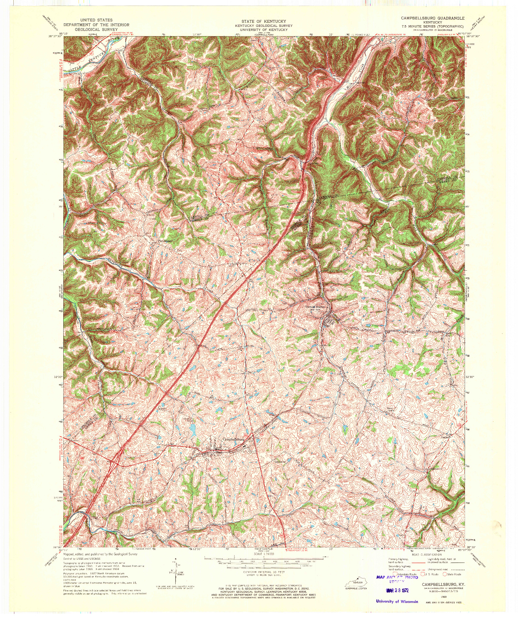 USGS 1:24000-SCALE QUADRANGLE FOR CAMPBELLSBURG, KY 1969