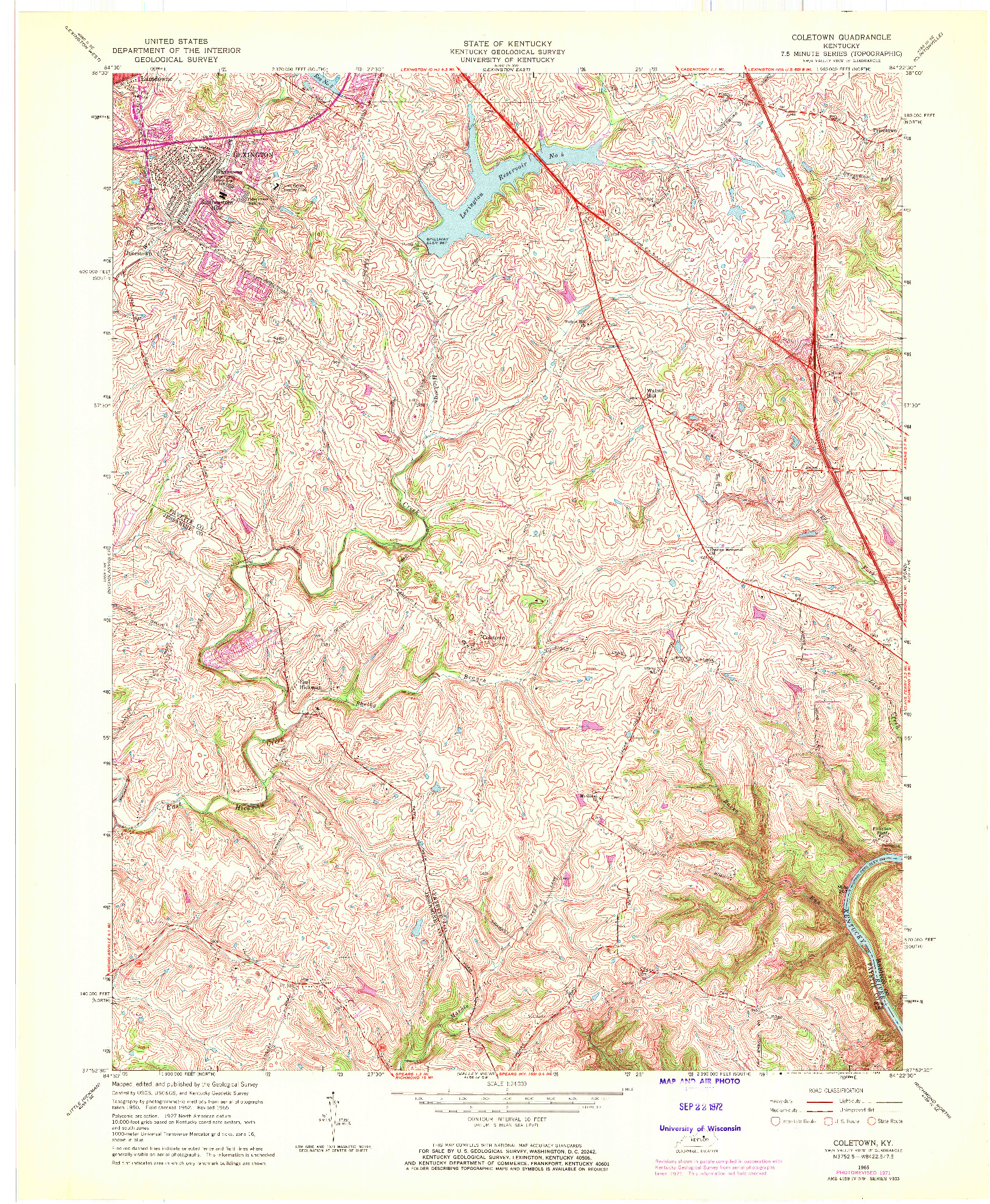 USGS 1:24000-SCALE QUADRANGLE FOR COLETOWN, KY 1965