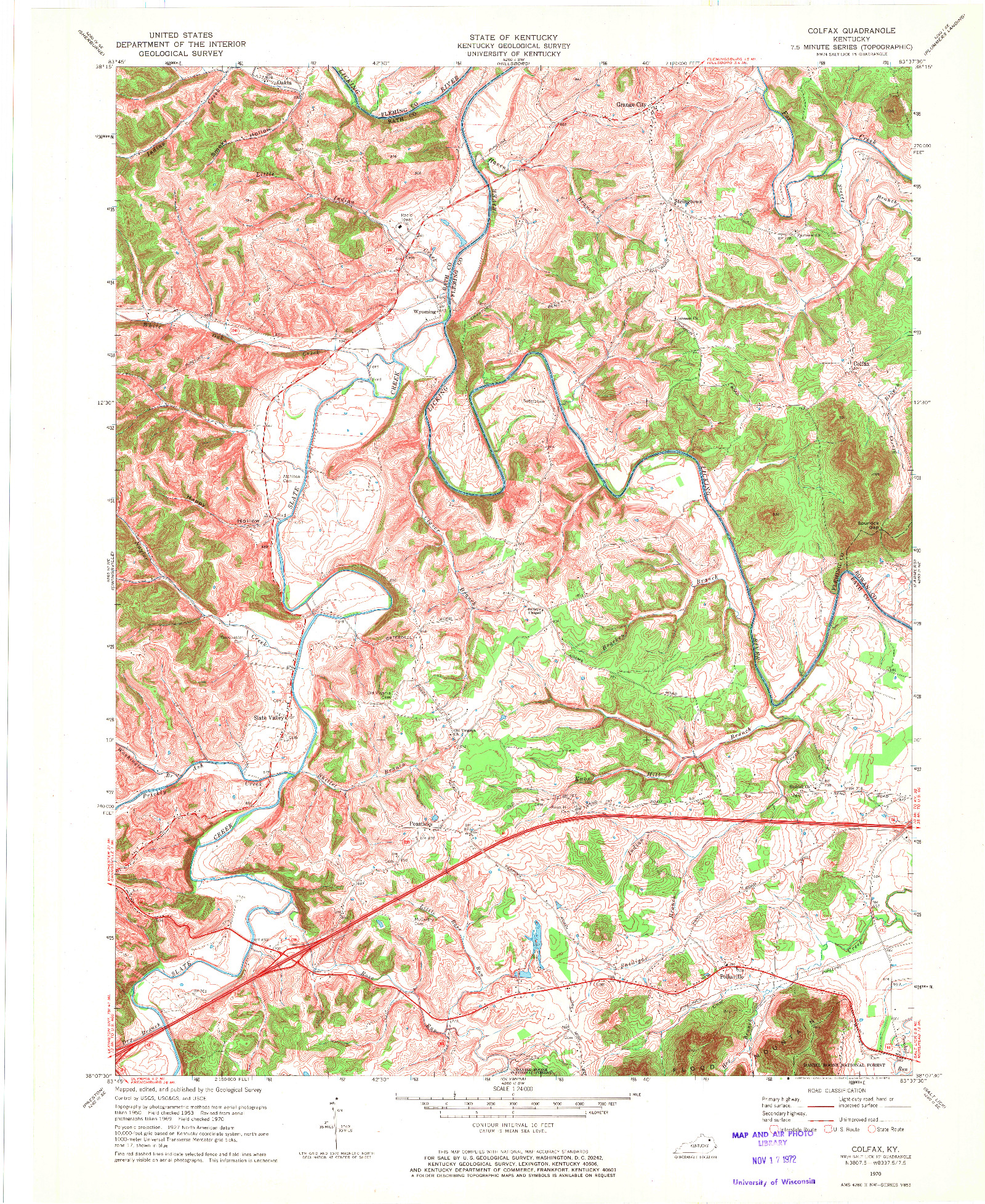 USGS 1:24000-SCALE QUADRANGLE FOR COLFAX, KY 1970