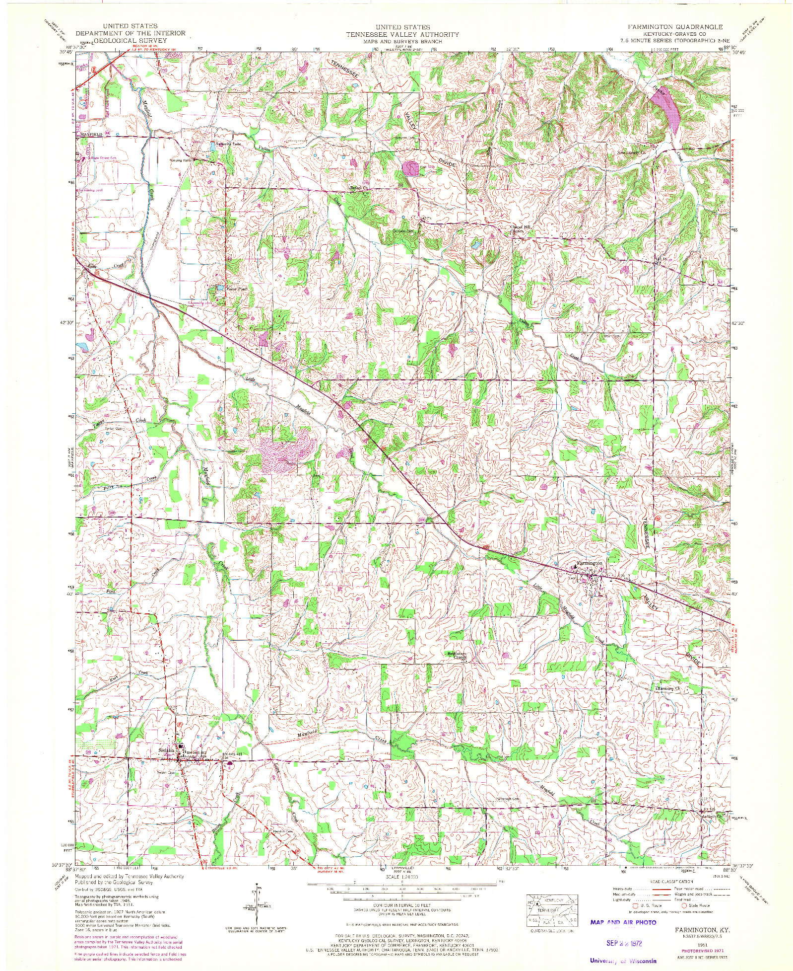 USGS 1:24000-SCALE QUADRANGLE FOR FARMINGTON, KY 1951