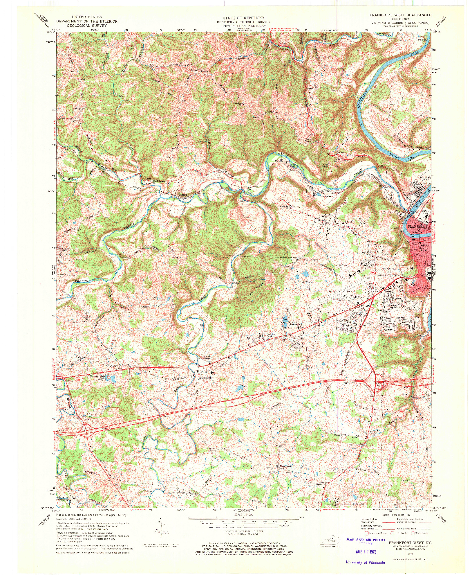 USGS 1:24000-SCALE QUADRANGLE FOR FRANKFORT WEST, KY 1970