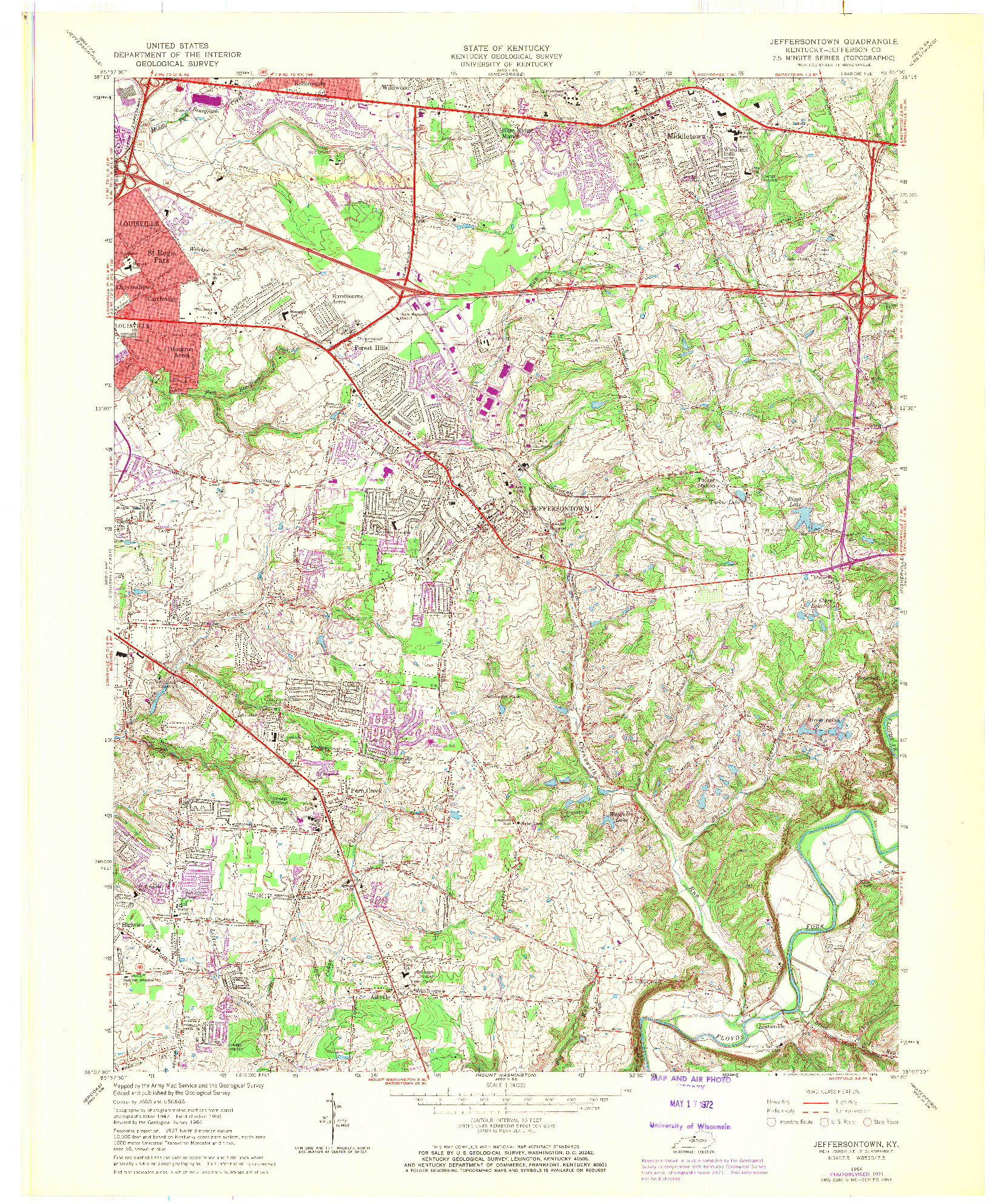 USGS 1:24000-SCALE QUADRANGLE FOR JEFFERSONTOWN, KY 1964