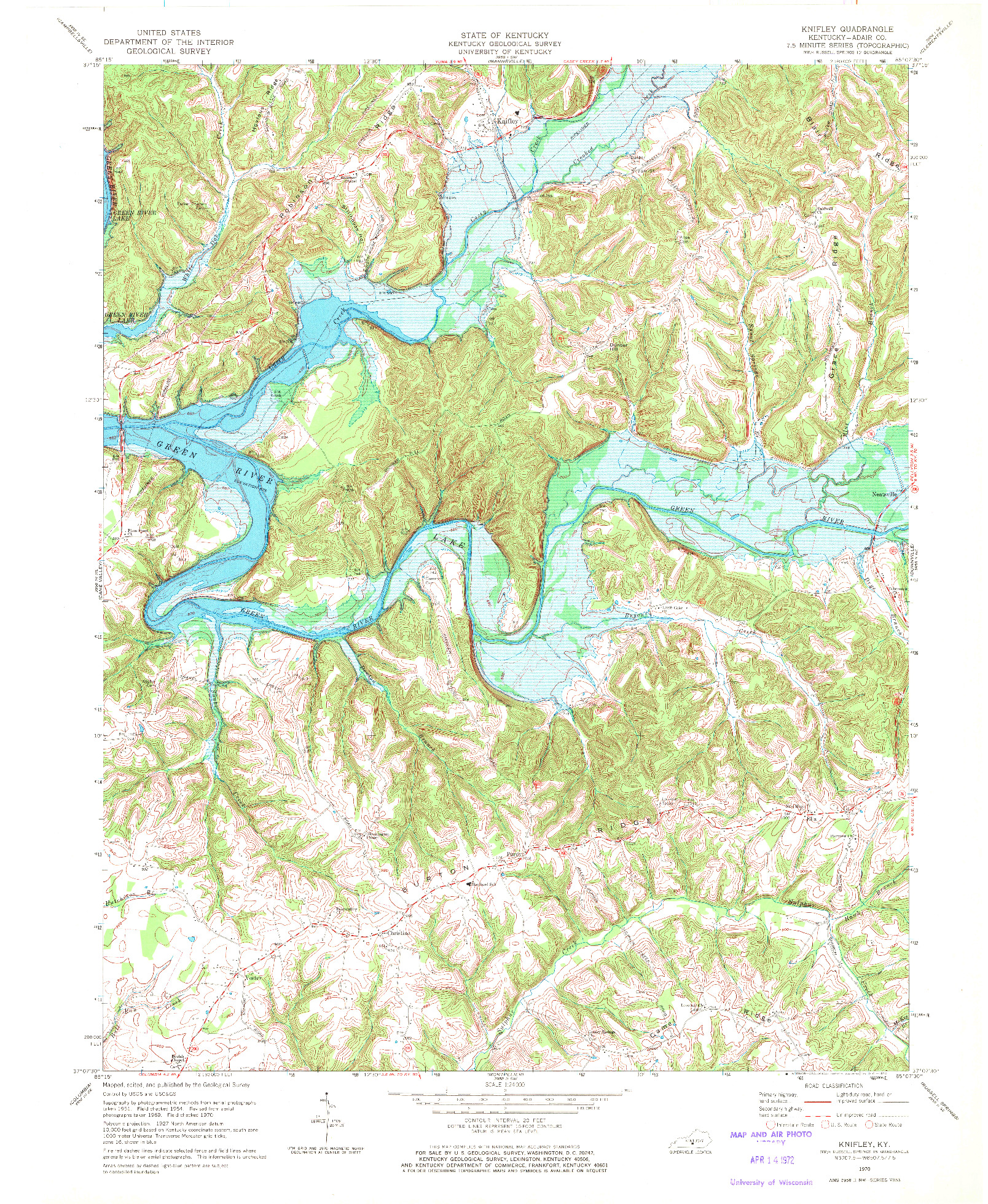 USGS 1:24000-SCALE QUADRANGLE FOR KNIFLEY, KY 1970