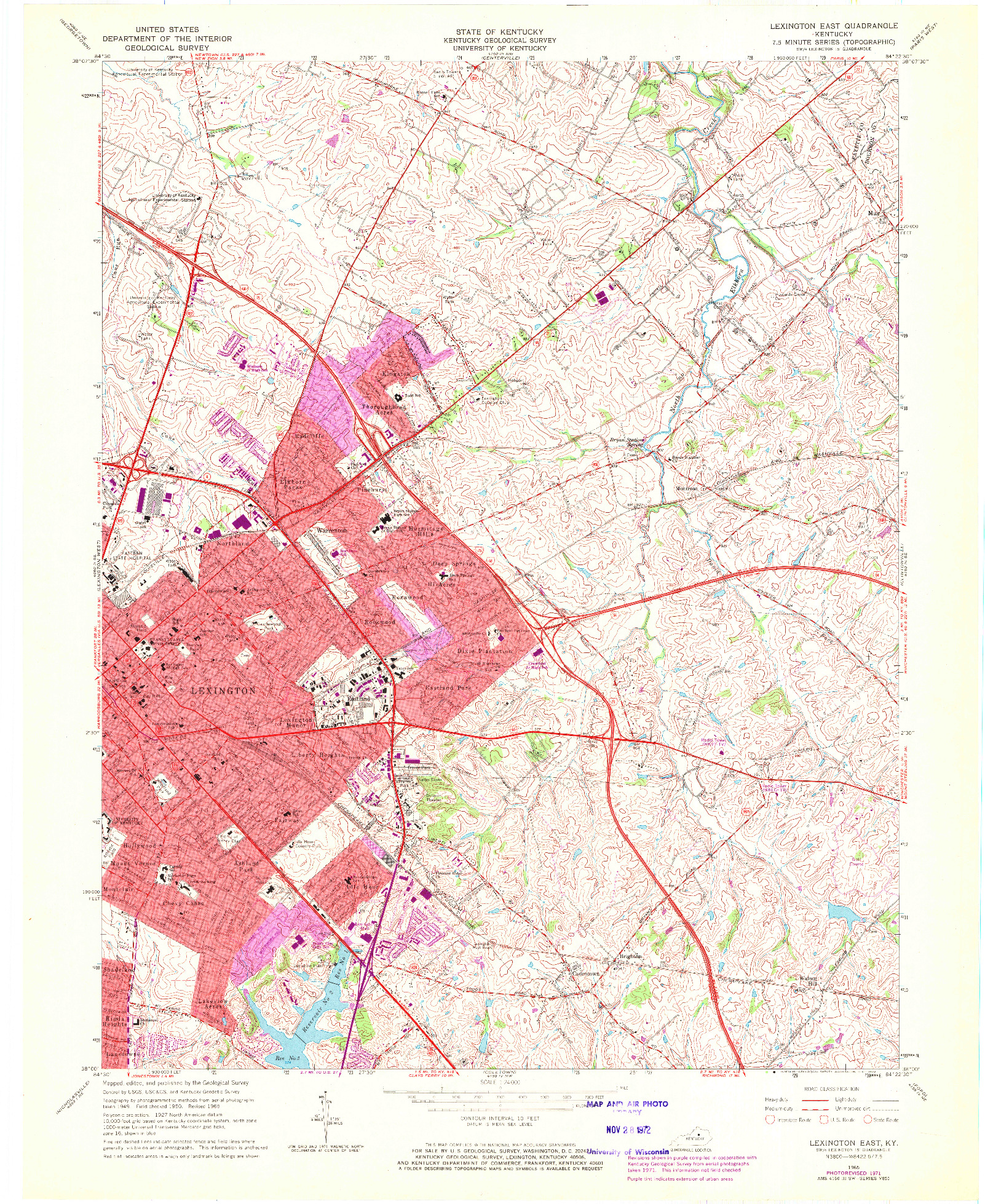 USGS 1:24000-SCALE QUADRANGLE FOR LEXINGTON EAST, KY 1965