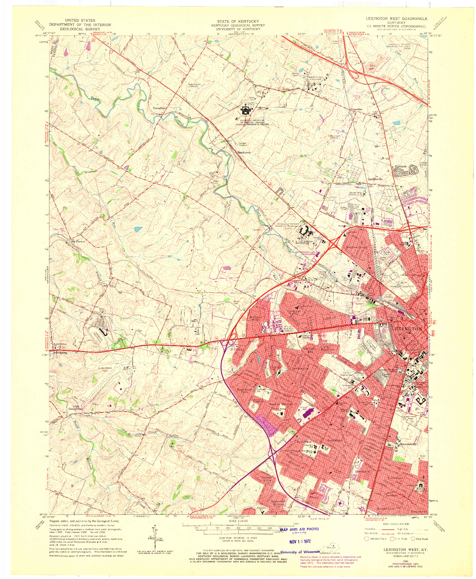 USGS 1:24000-SCALE QUADRANGLE FOR LEXINGTON WEST, KY 1965