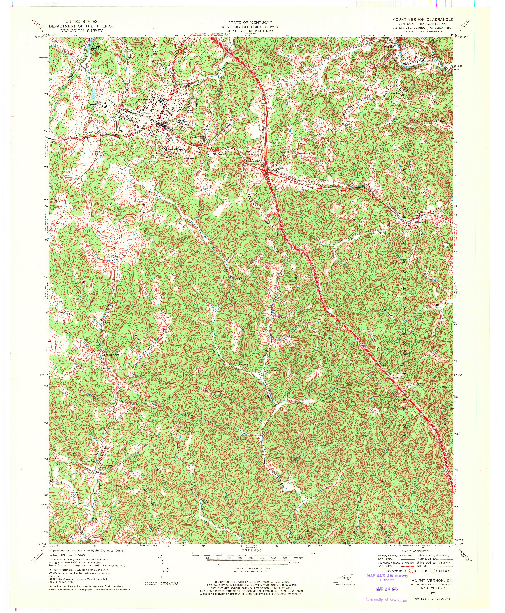 USGS 1:24000-SCALE QUADRANGLE FOR MOUNT VERNON, KY 1970