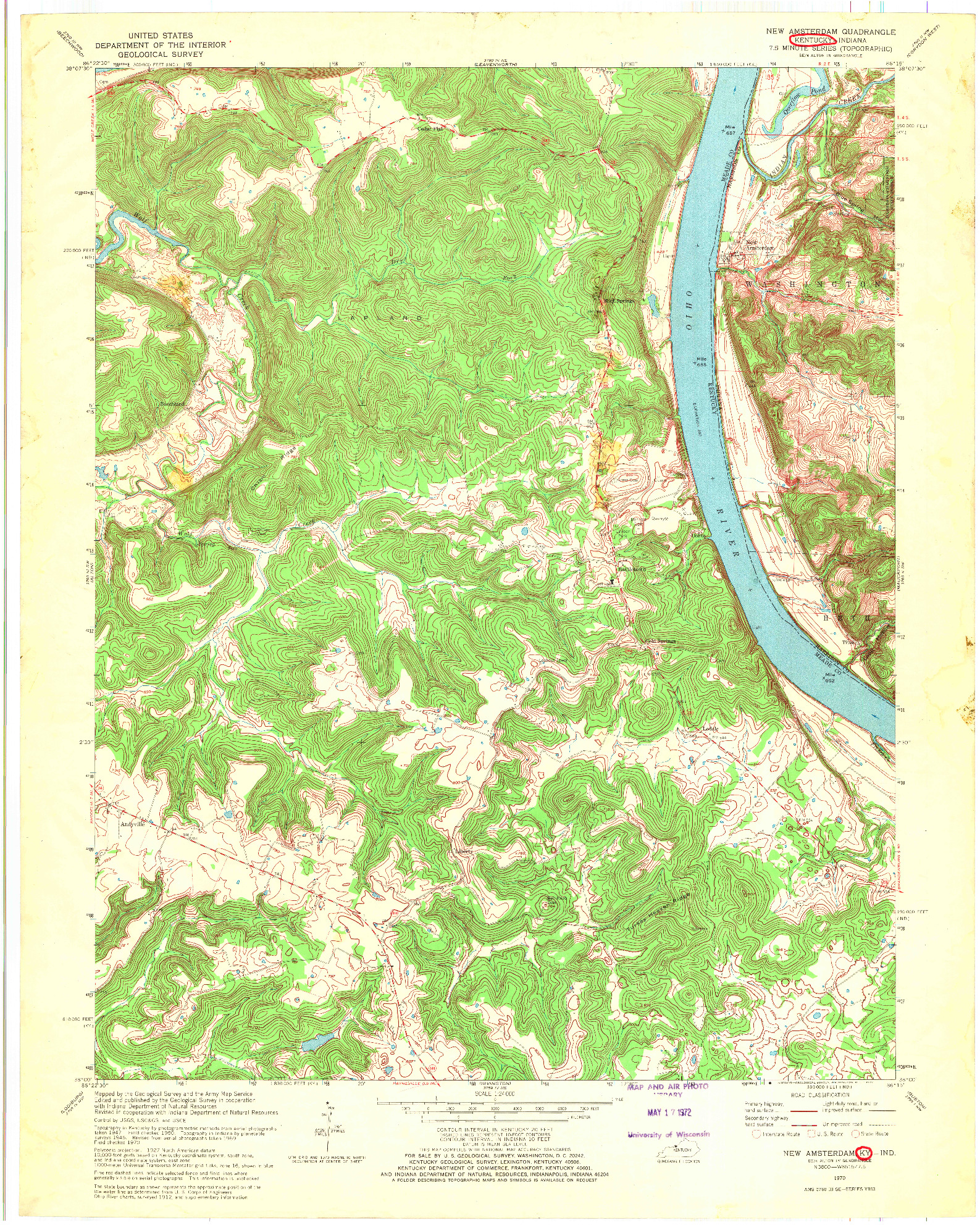 USGS 1:24000-SCALE QUADRANGLE FOR NEW AMSTERDAM, KY 1970