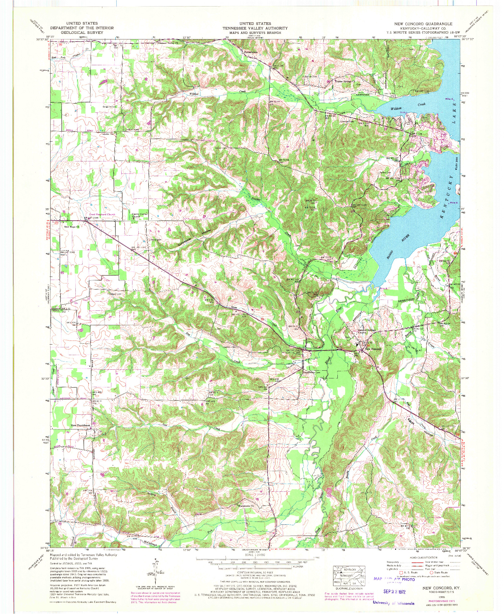 USGS 1:24000-SCALE QUADRANGLE FOR NEW CONCORD, KY 1955