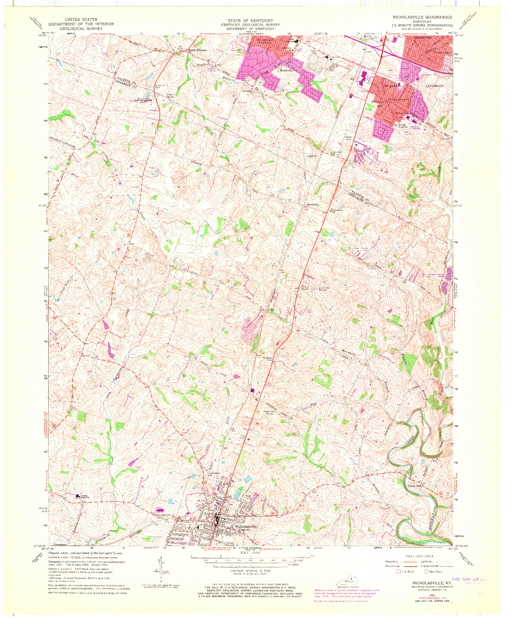 USGS 1:24000-SCALE QUADRANGLE FOR NICHOLASVILLE, KY 1965