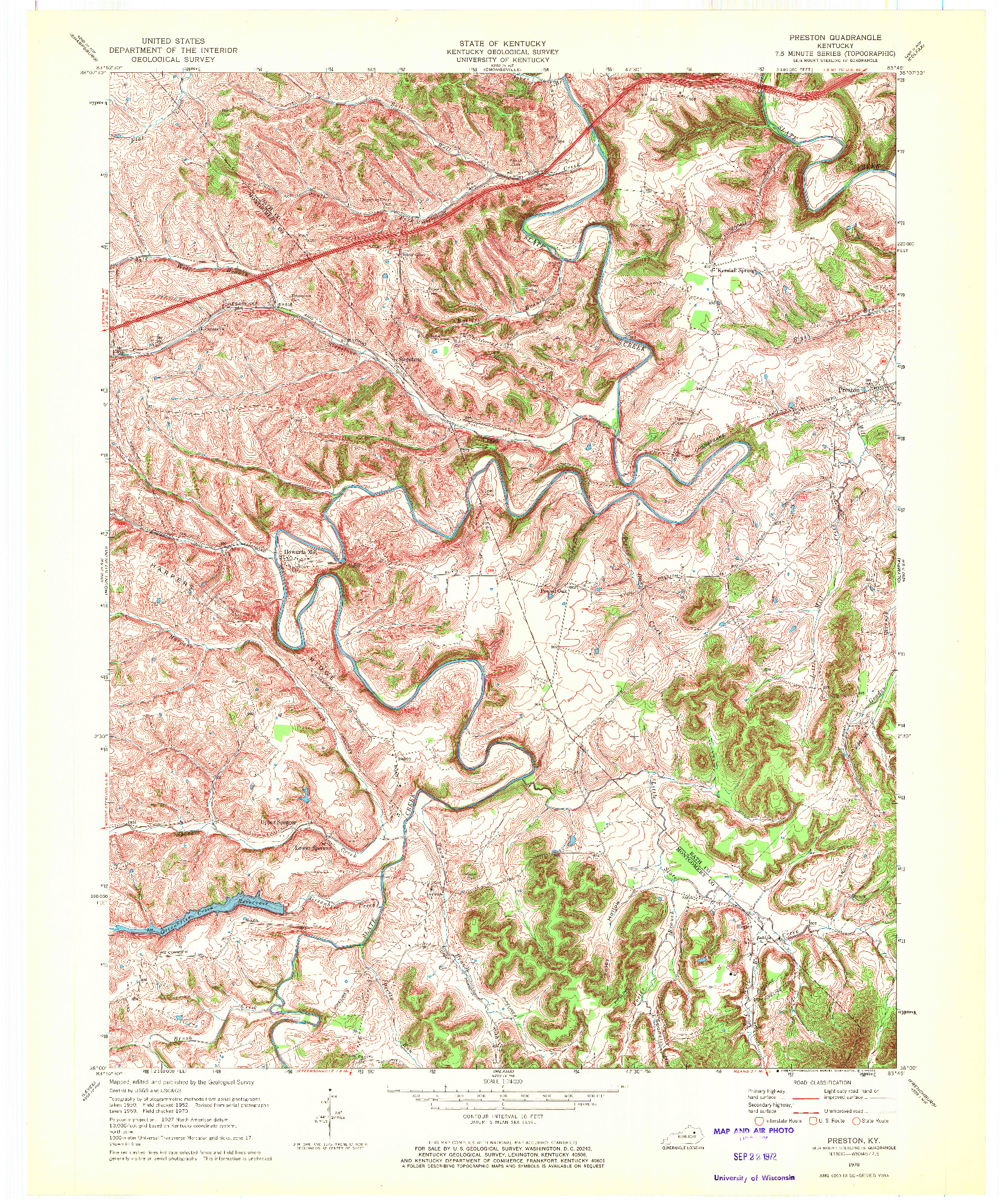 USGS 1:24000-SCALE QUADRANGLE FOR PRESTON, KY 1970