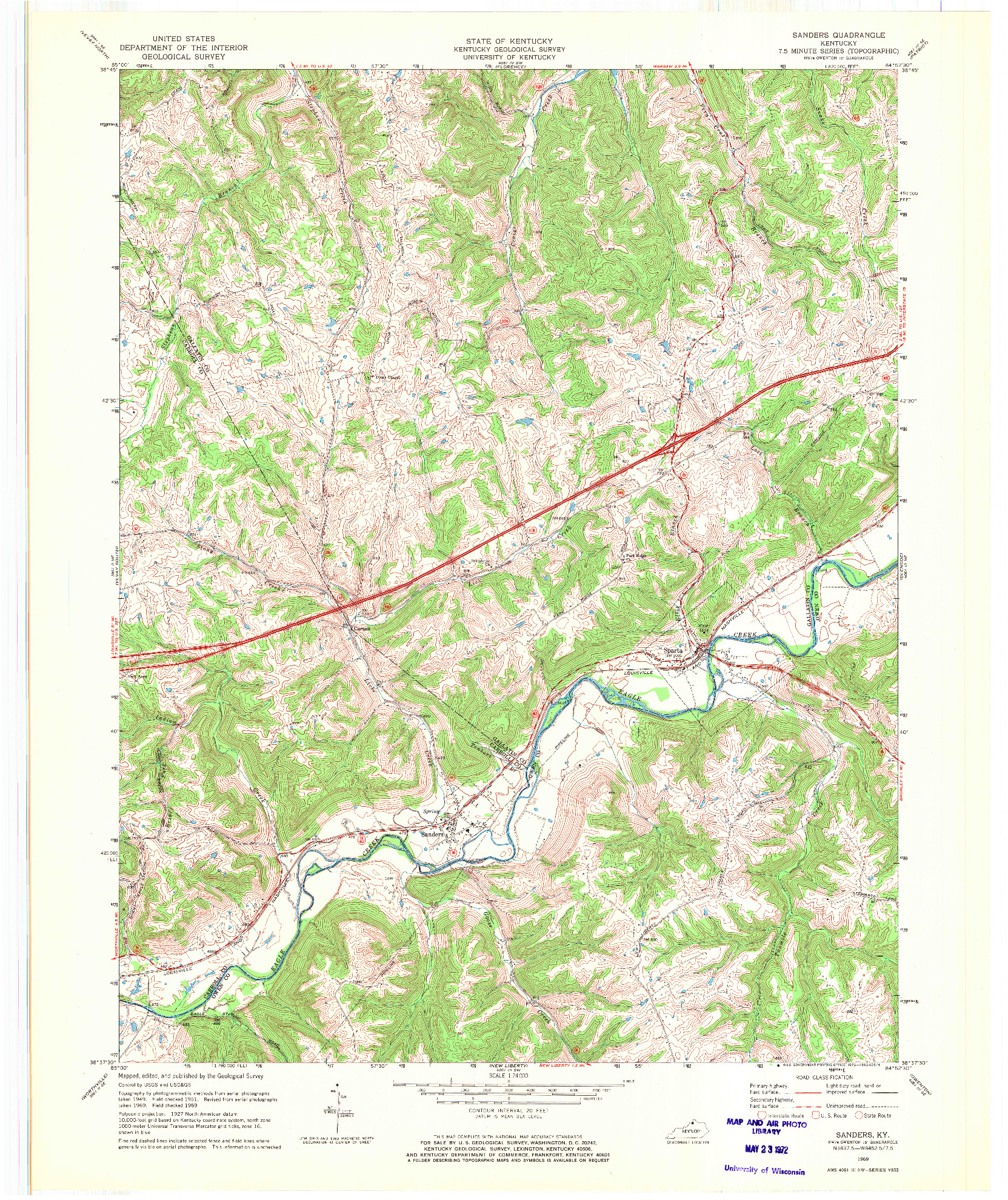 USGS 1:24000-SCALE QUADRANGLE FOR SANDERS, KY 1969