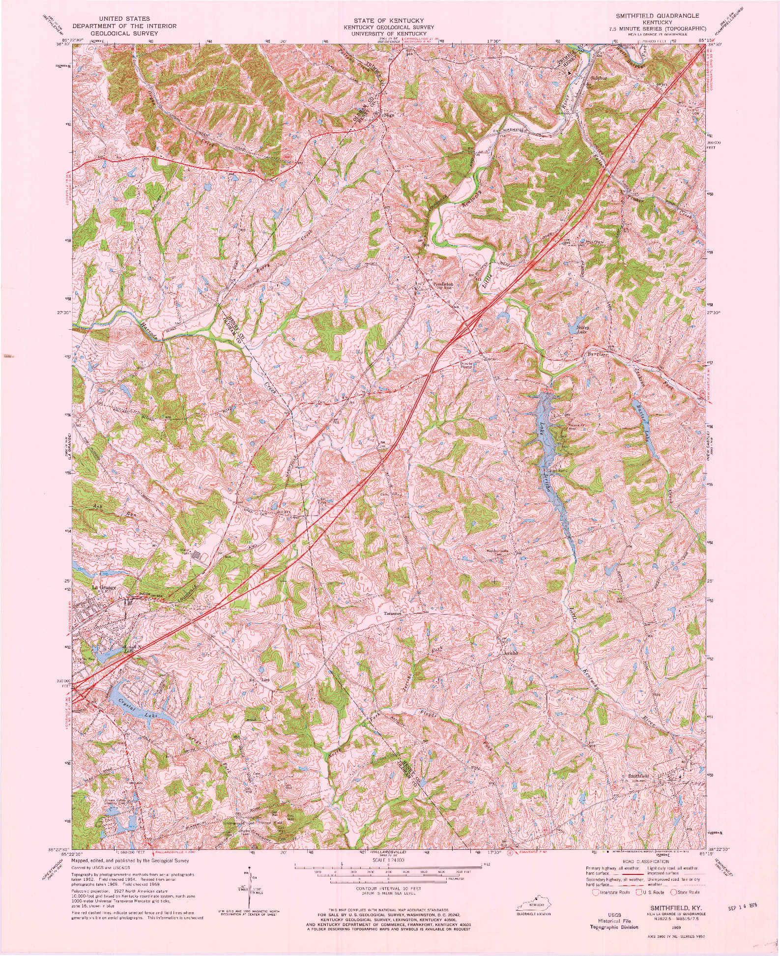 USGS 1:24000-SCALE QUADRANGLE FOR SMITHFIELD, KY 1969