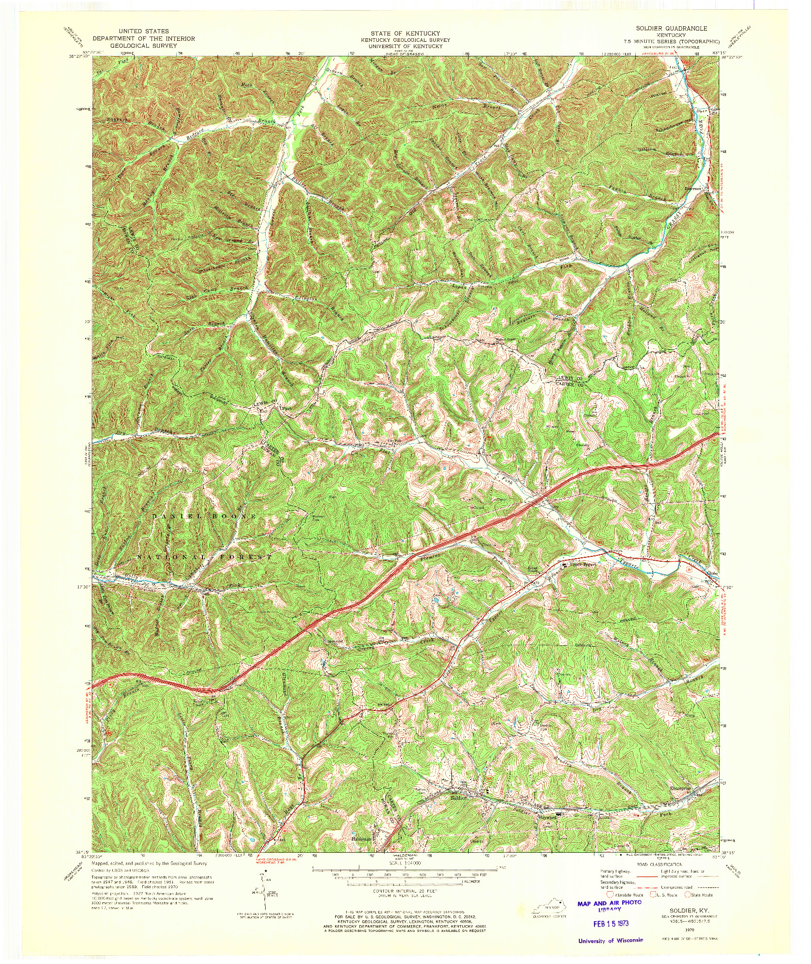 USGS 1:24000-SCALE QUADRANGLE FOR SOLDIER, KY 1970