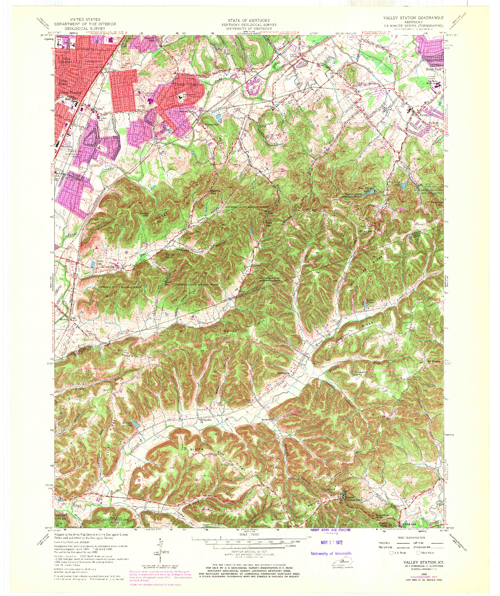 USGS 1:24000-SCALE QUADRANGLE FOR VALLEY STATION, KY 1960