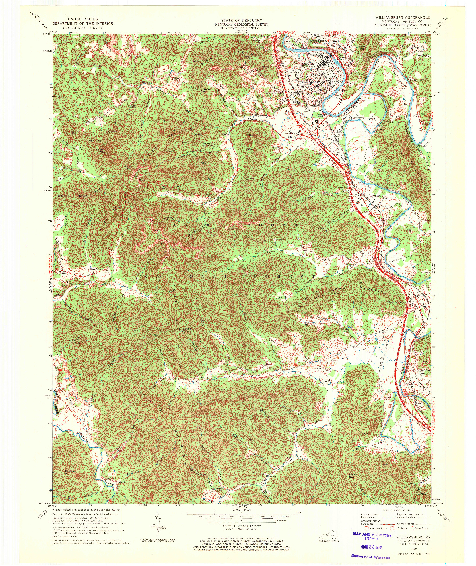 USGS 1:24000-SCALE QUADRANGLE FOR WILLIAMSBURG, KY 1969