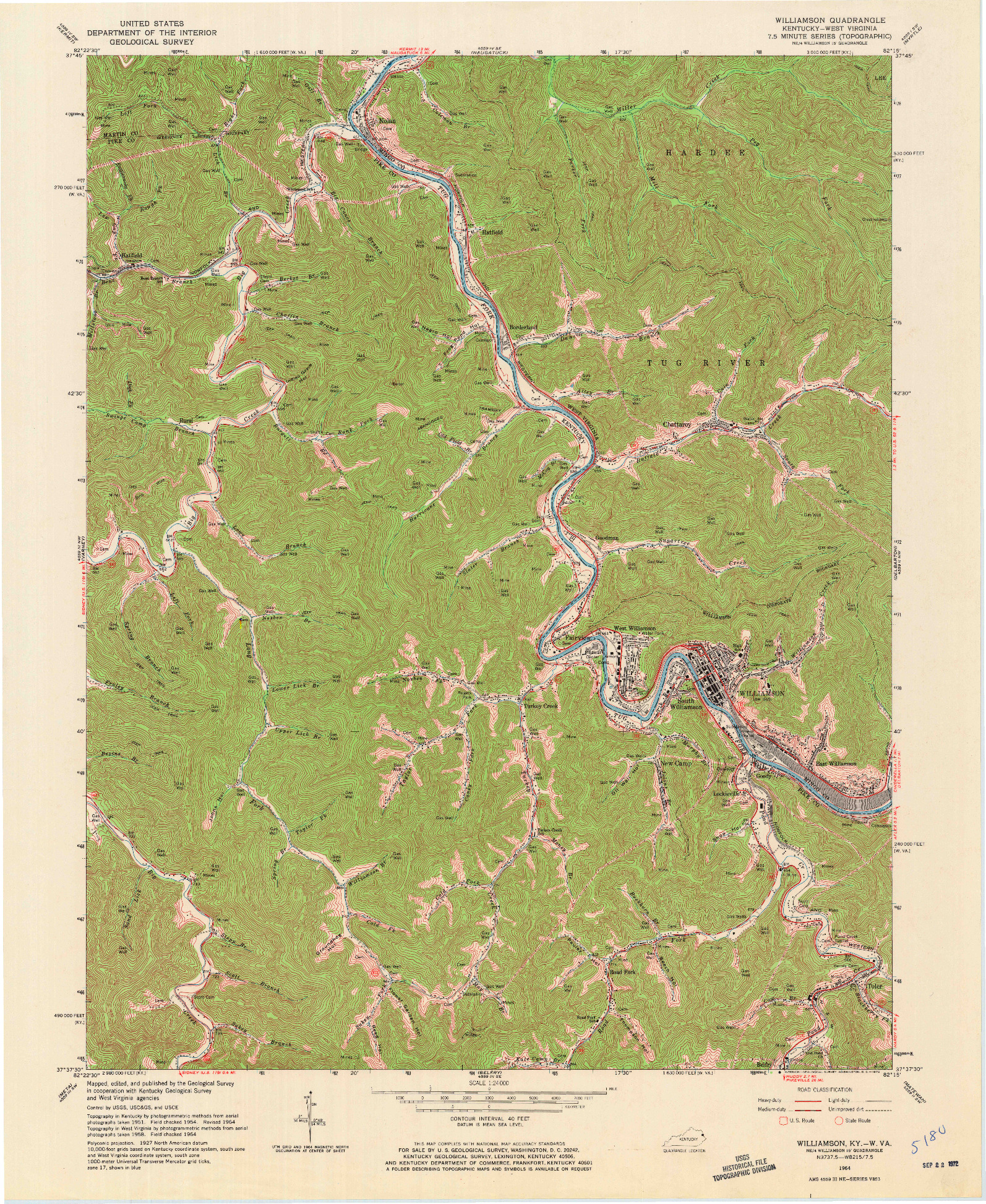 USGS 1:24000-SCALE QUADRANGLE FOR WILLIAMSON, KY 1964