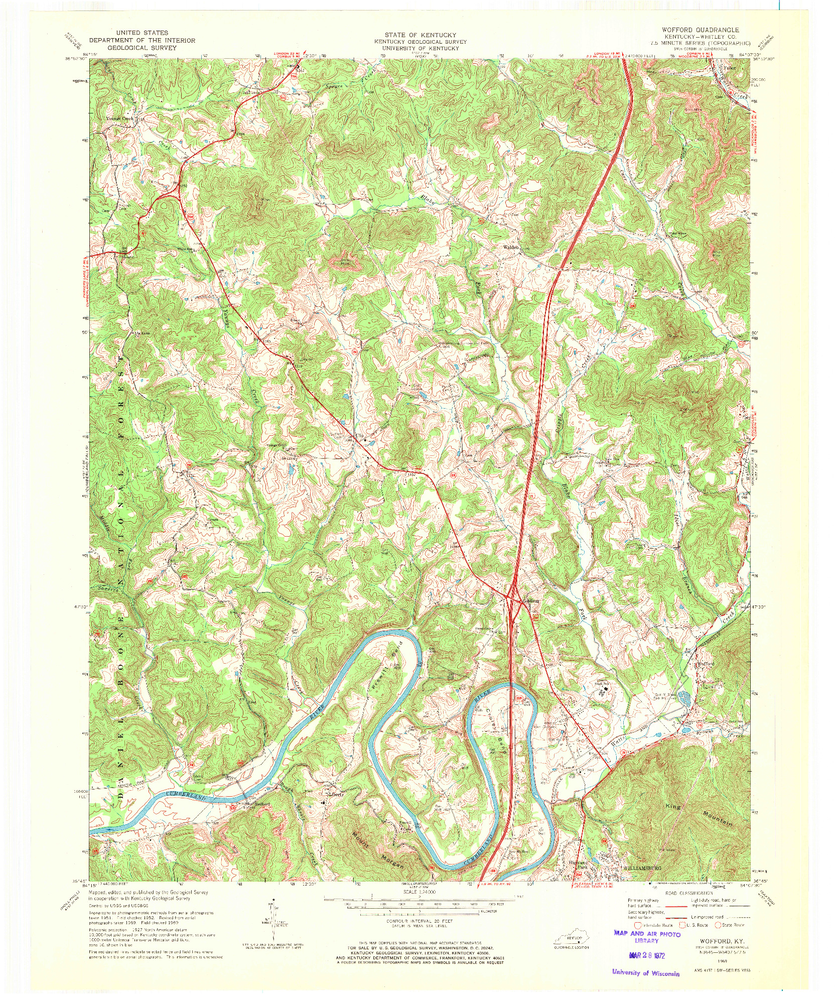 USGS 1:24000-SCALE QUADRANGLE FOR WOFFORD, KY 1969