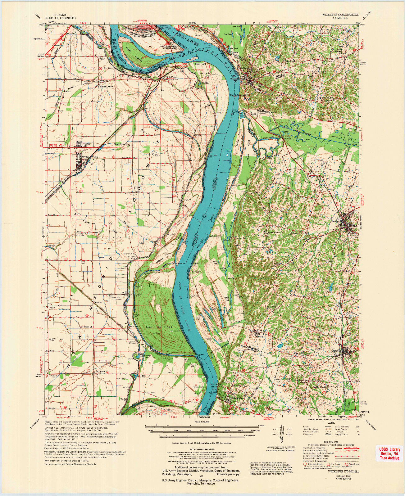 USGS 1:62500-SCALE QUADRANGLE FOR WICKLIFFE, KY 1972