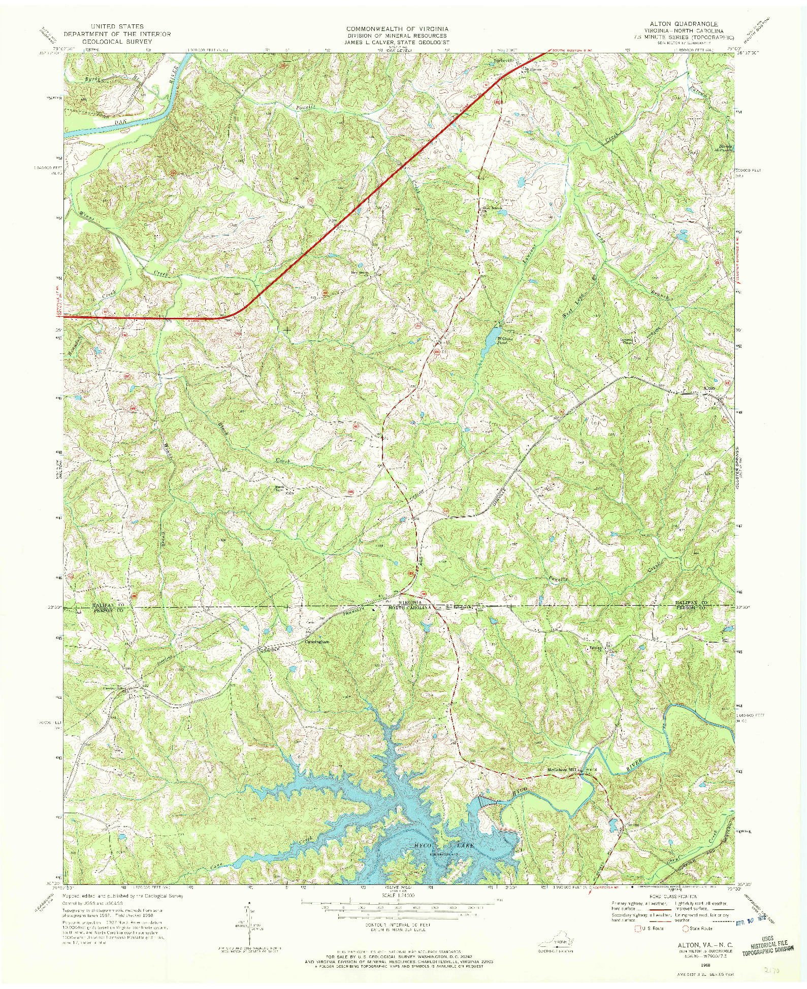 USGS 1:24000-SCALE QUADRANGLE FOR ALTON, VA 1968
