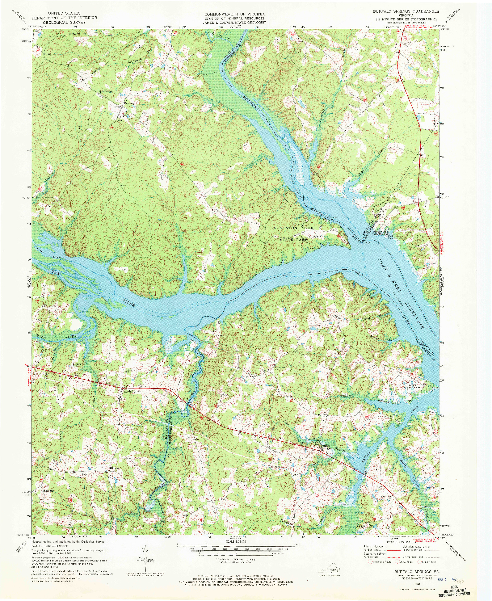 USGS 1:24000-SCALE QUADRANGLE FOR BUFFALO SPRINGS, VA 1968