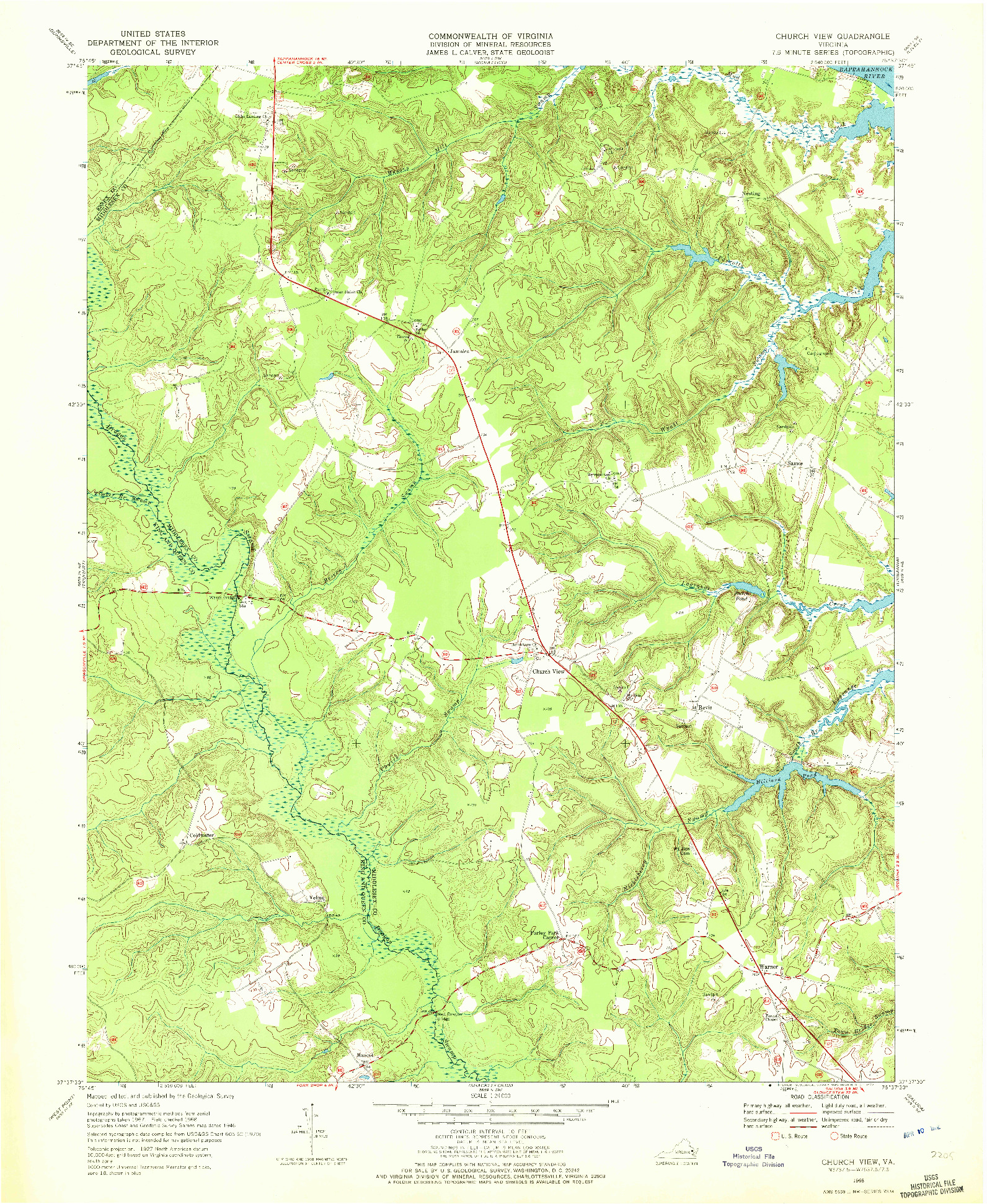 USGS 1:24000-SCALE QUADRANGLE FOR CHURCH VIEW, VA 1968