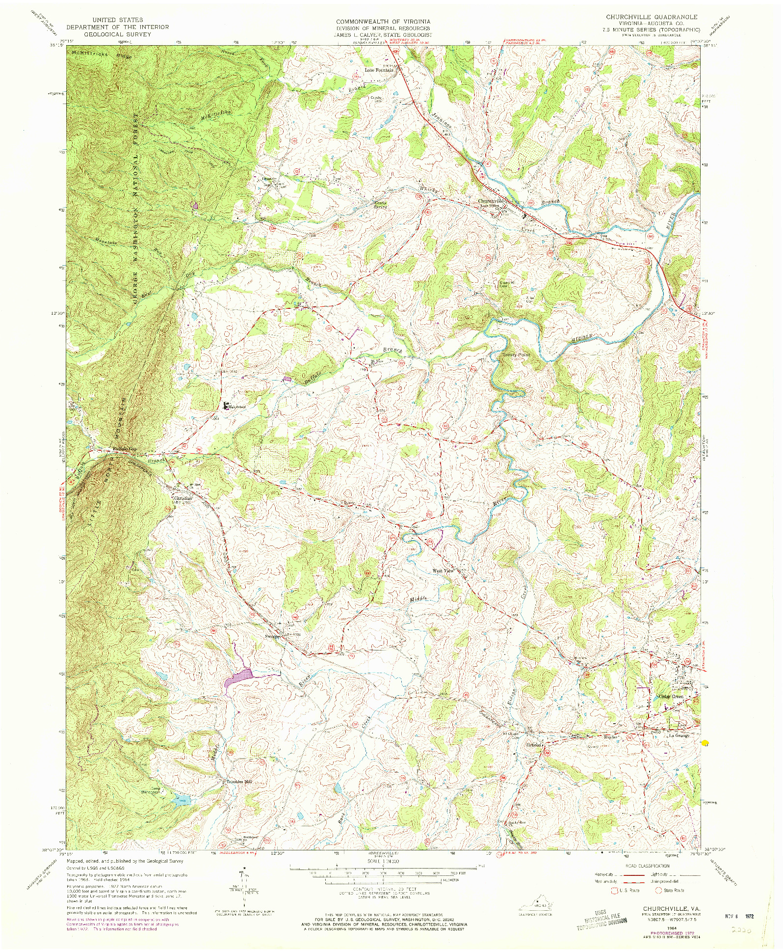 USGS 1:24000-SCALE QUADRANGLE FOR CHURCHVILLE, VA 1964