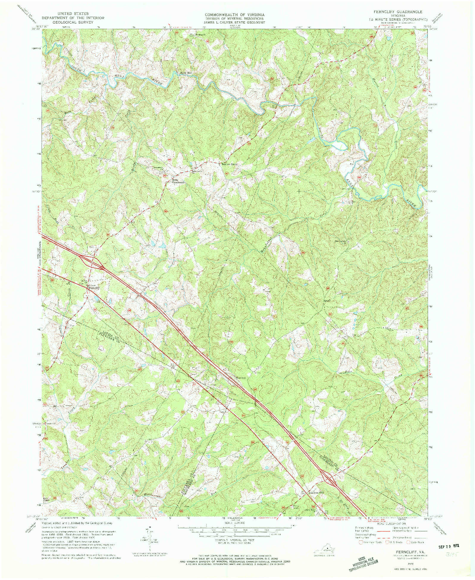 USGS 1:24000-SCALE QUADRANGLE FOR FERNCLIFF, VA 1970