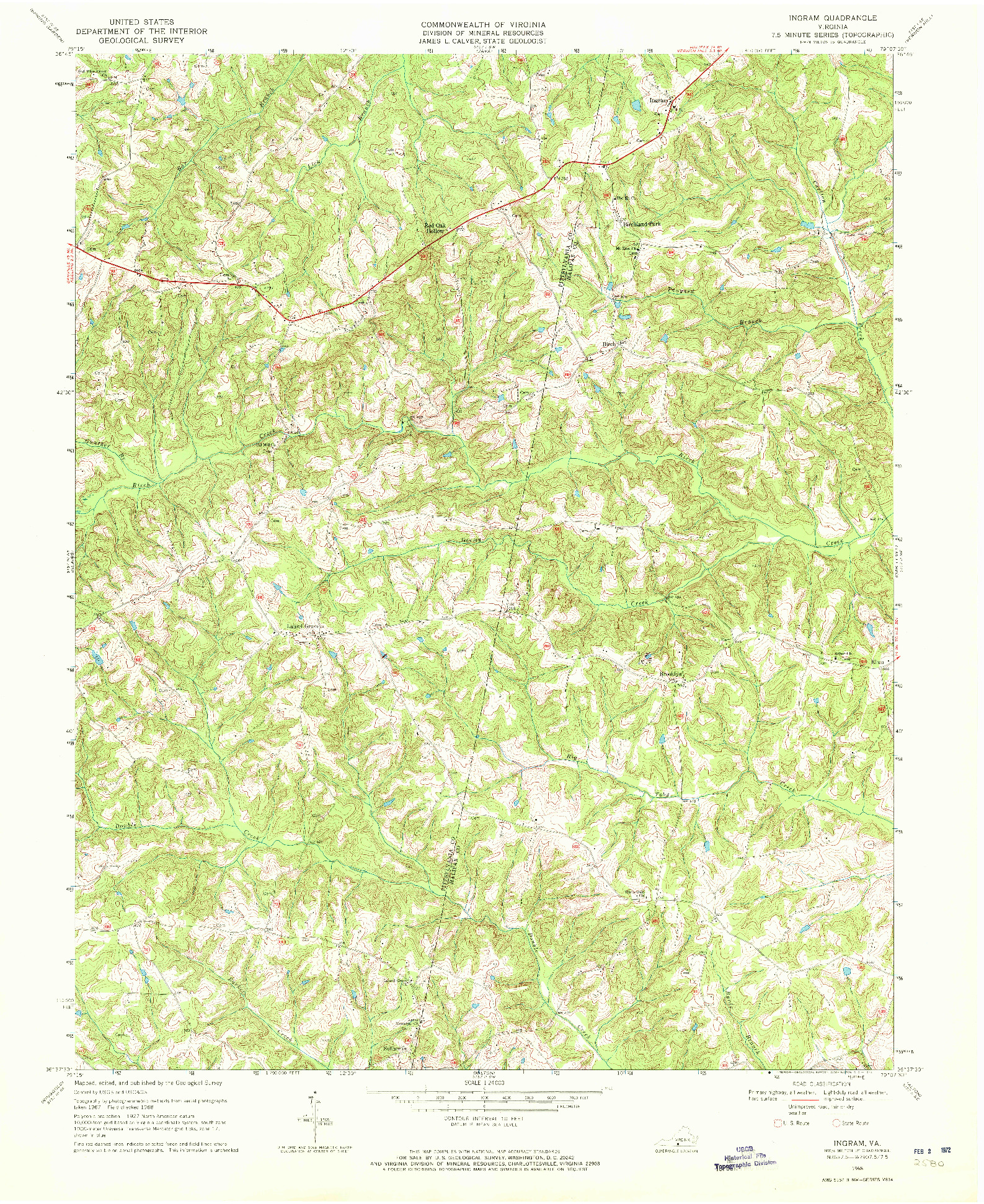 USGS 1:24000-SCALE QUADRANGLE FOR INGRAM, VA 1968