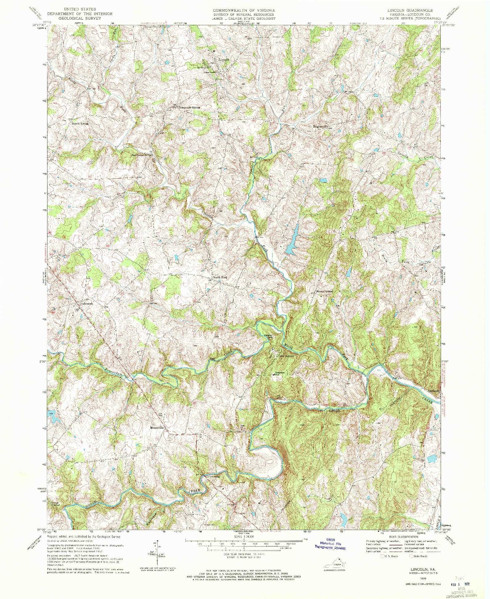 USGS 1:24000-SCALE QUADRANGLE FOR LINCOLN, VA 1970