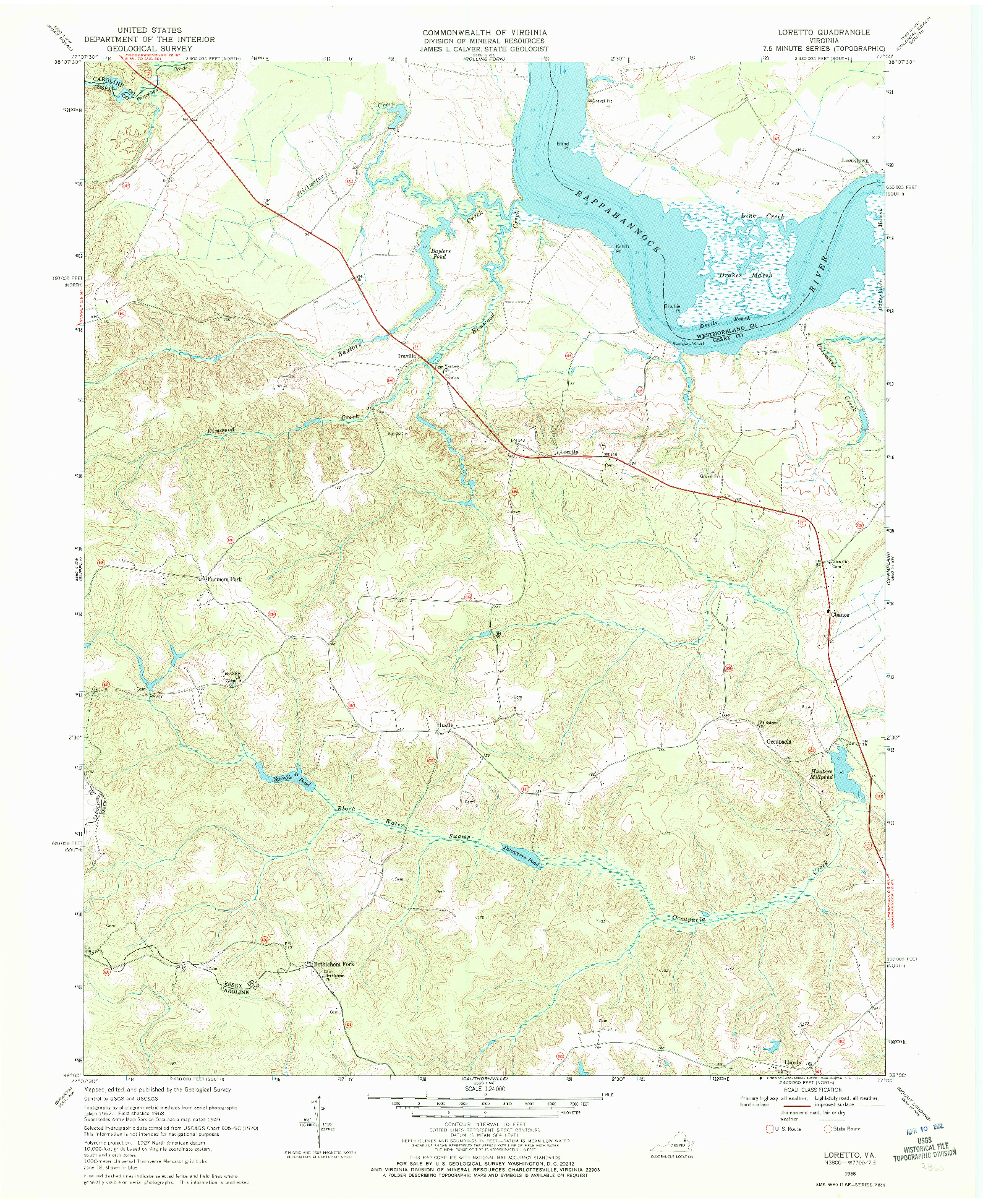 USGS 1:24000-SCALE QUADRANGLE FOR LORETTO, VA 1968