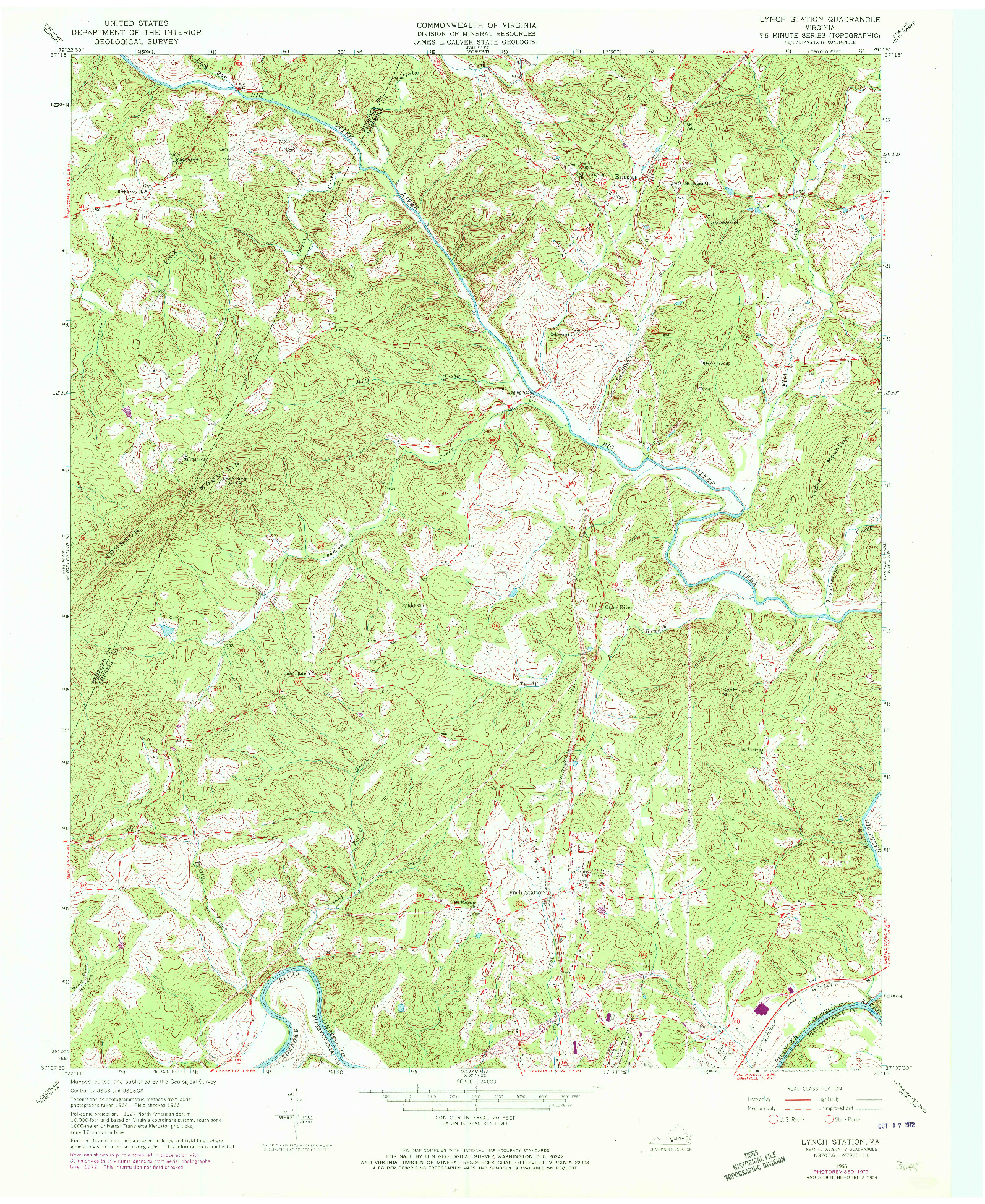 USGS 1:24000-SCALE QUADRANGLE FOR LYNCH STATION, VA 1966