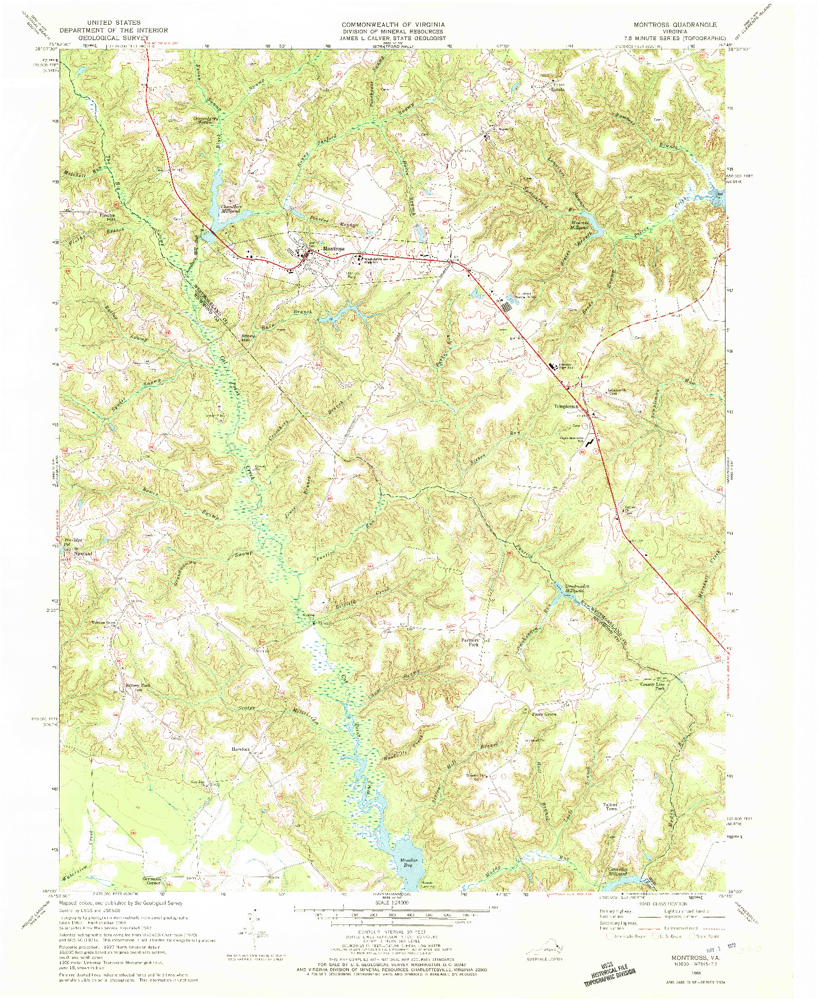 USGS 1:24000-SCALE QUADRANGLE FOR MONTROSS, VA 1968