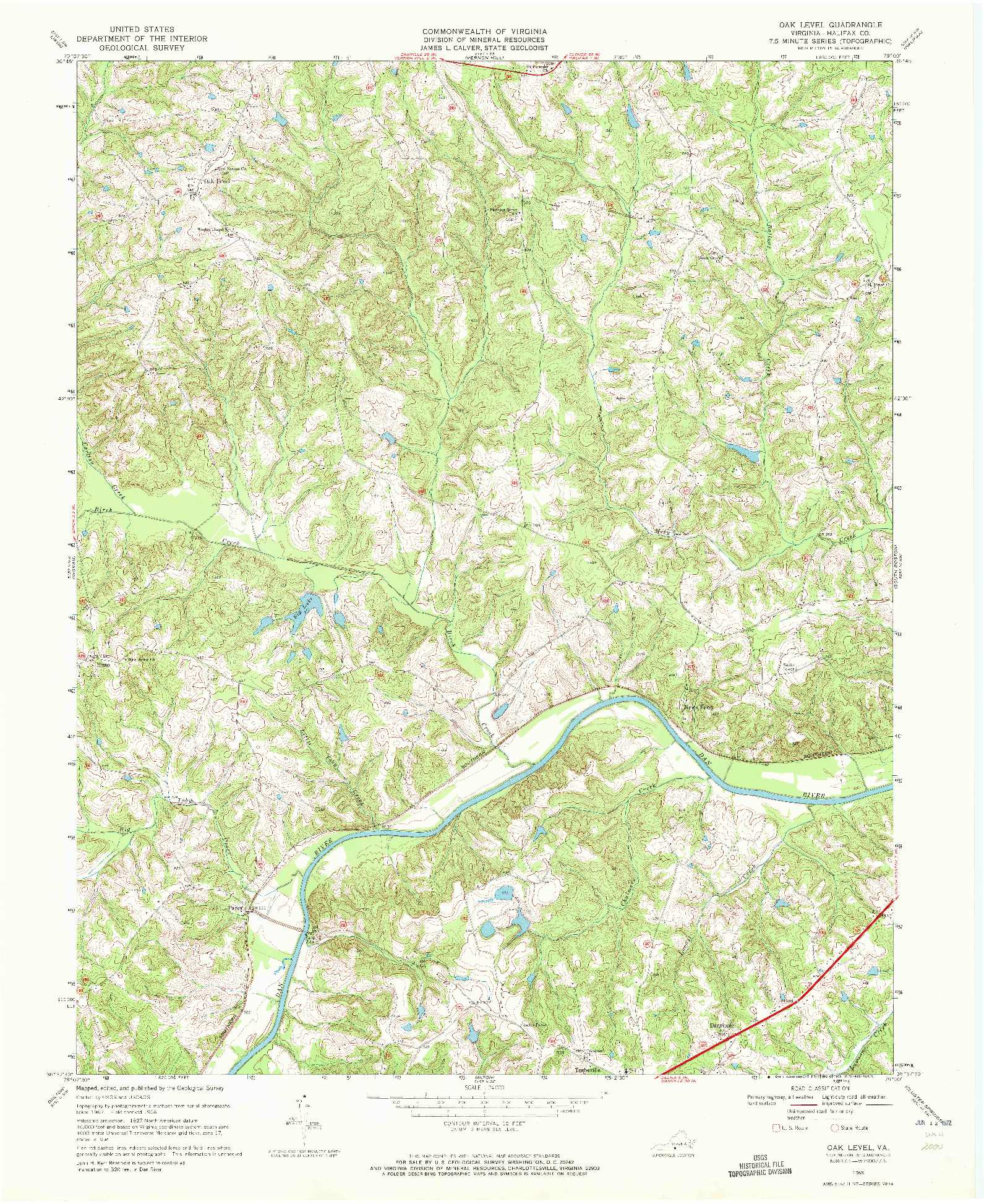 USGS 1:24000-SCALE QUADRANGLE FOR OAK LEVEL, VA 1968
