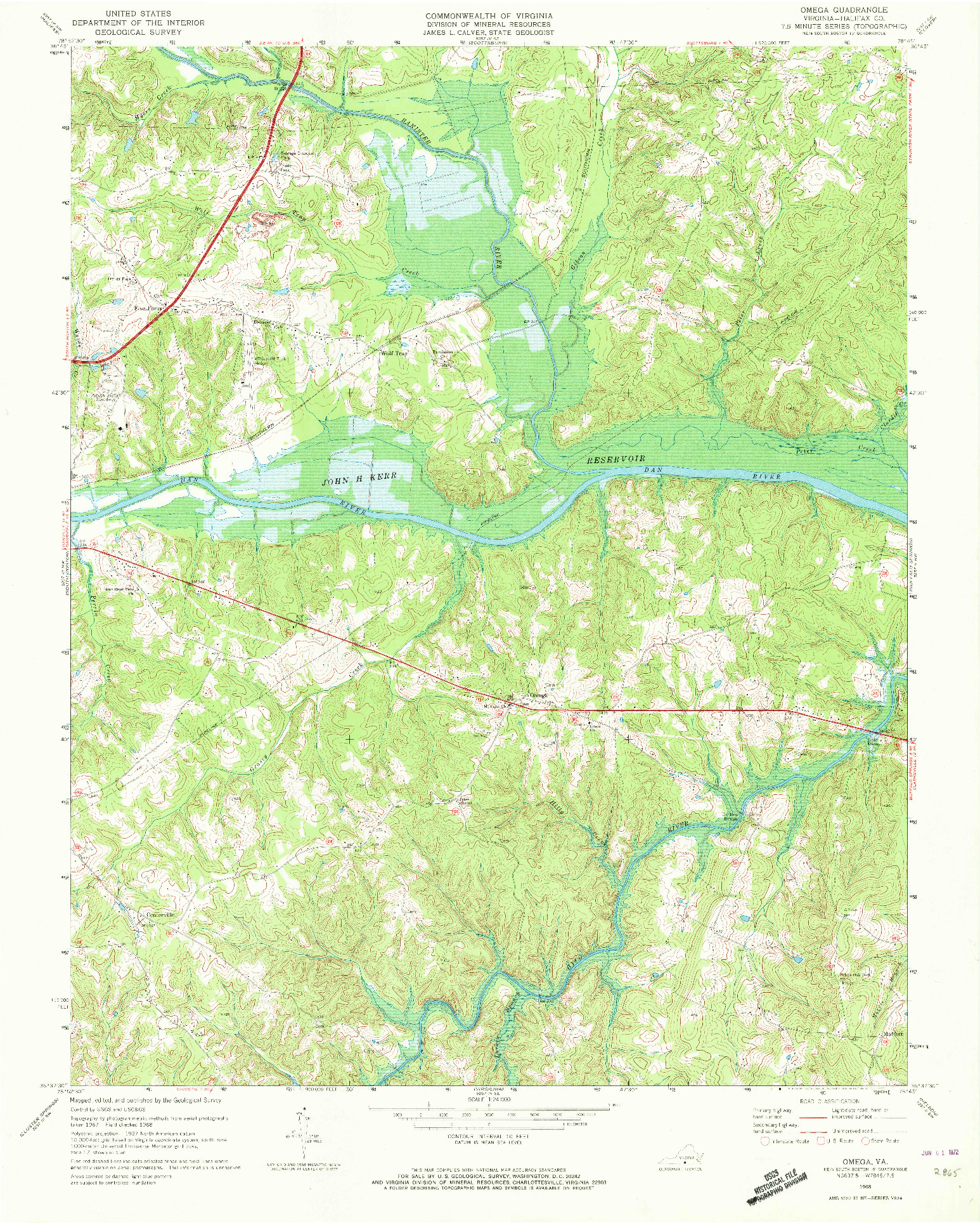 USGS 1:24000-SCALE QUADRANGLE FOR OMEGA, VA 1968