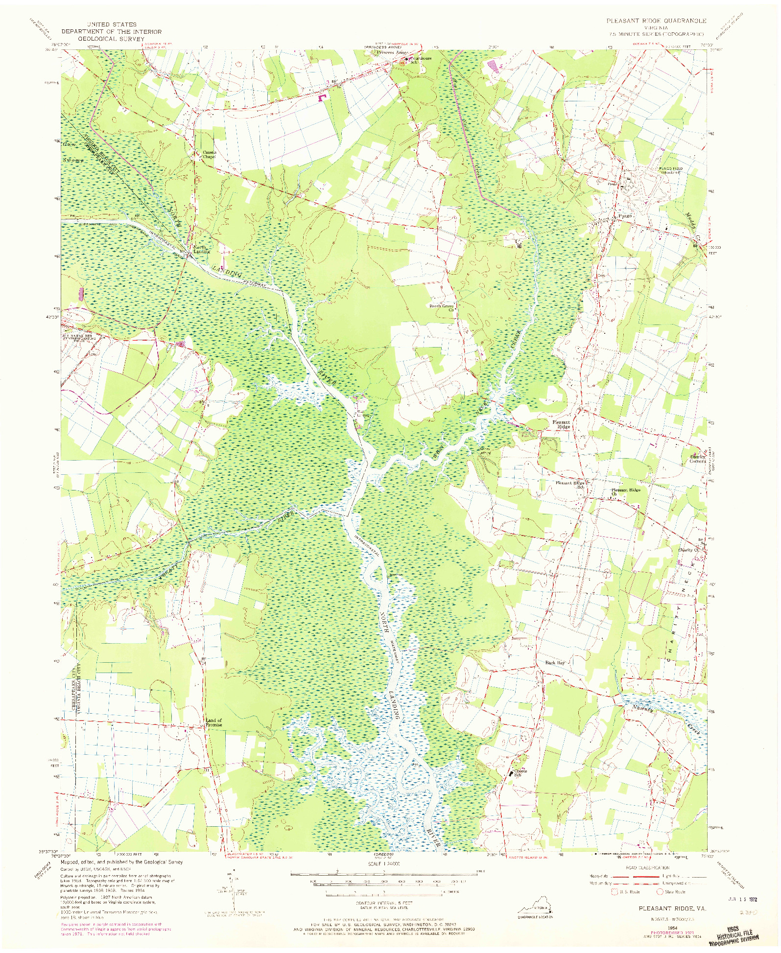 USGS 1:24000-SCALE QUADRANGLE FOR PLEASANT RIDGE, VA 1954