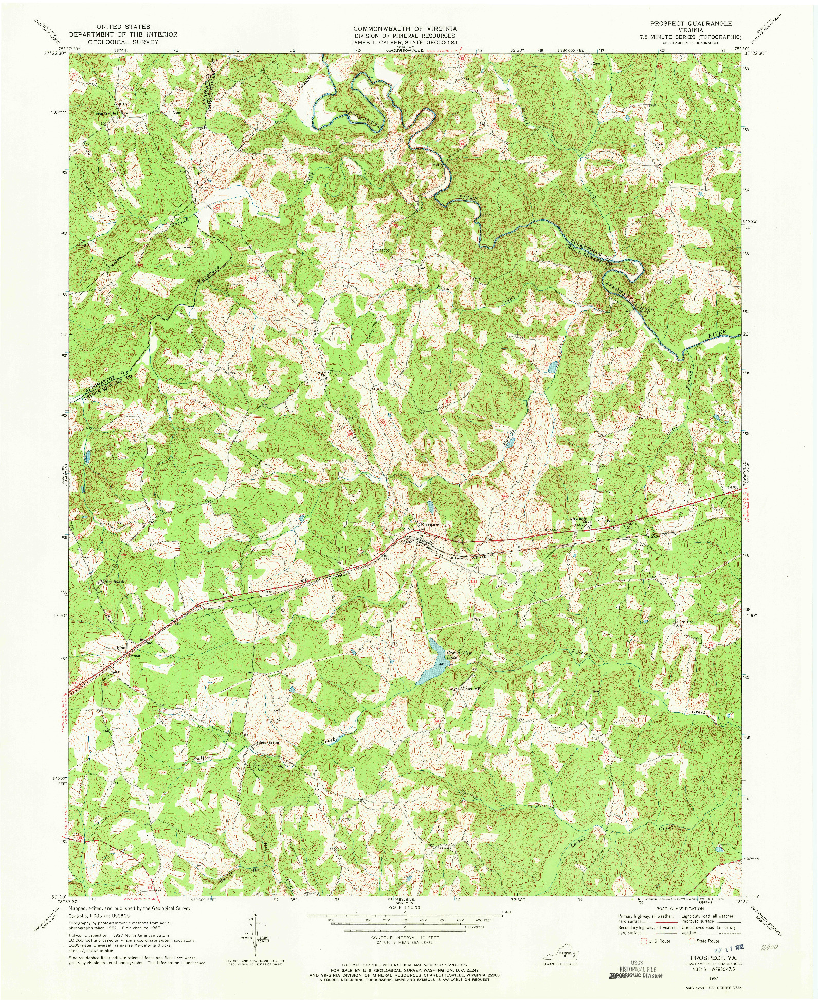 USGS 1:24000-SCALE QUADRANGLE FOR PROSPECT, VA 1967