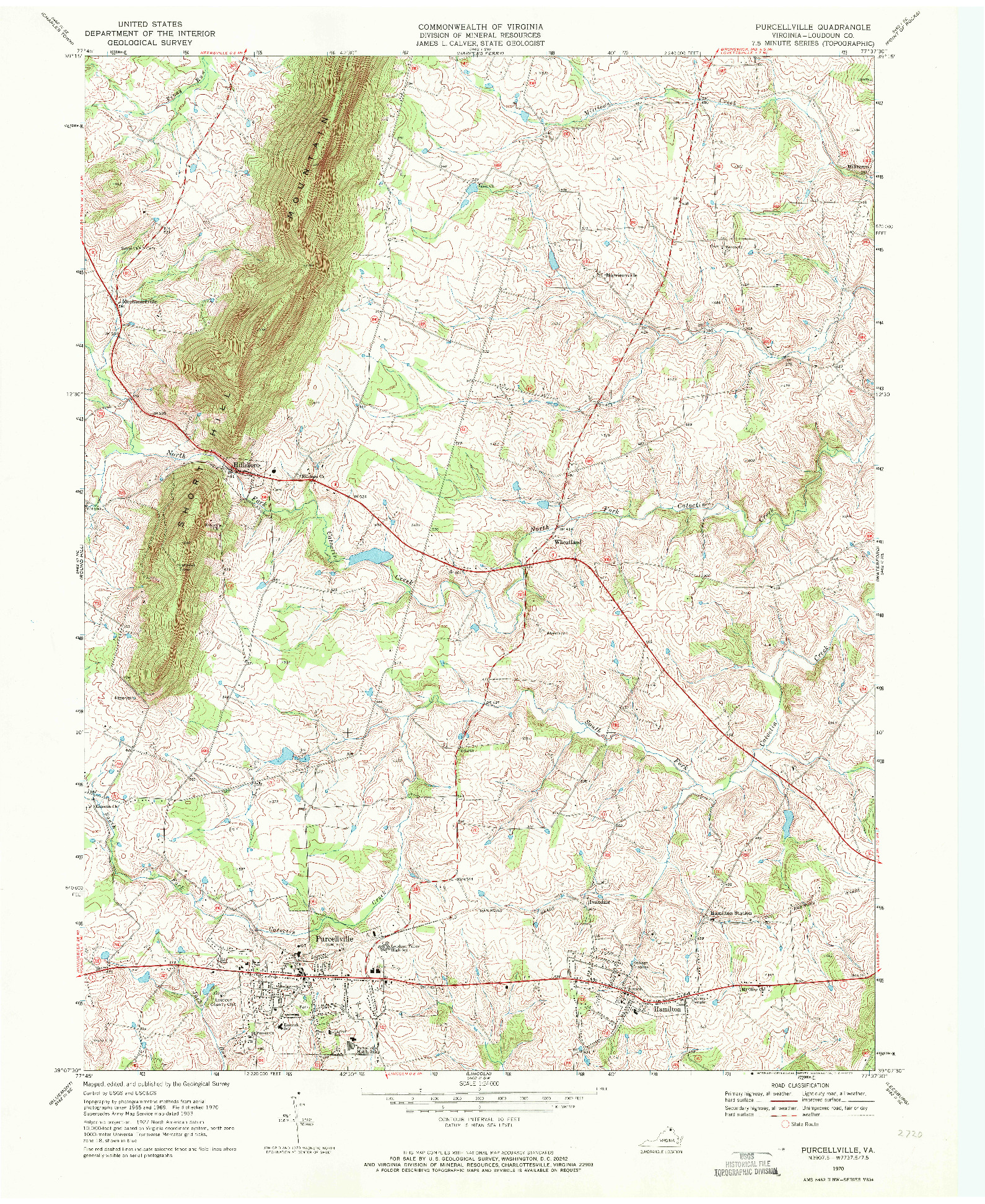 USGS 1:24000-SCALE QUADRANGLE FOR PURCELLVILLE, VA 1970
