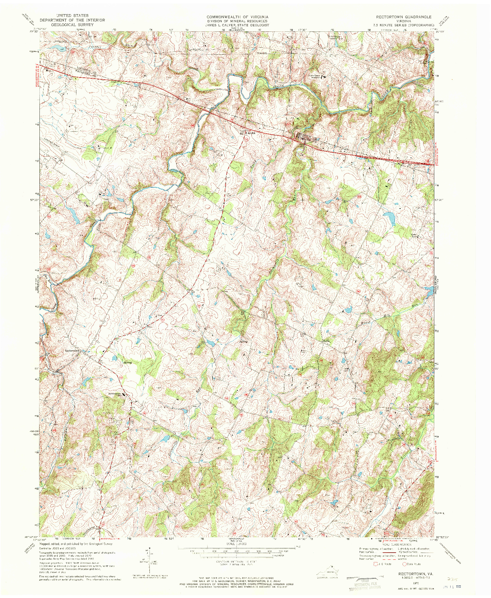USGS 1:24000-SCALE QUADRANGLE FOR RECTORTOWN, VA 1970