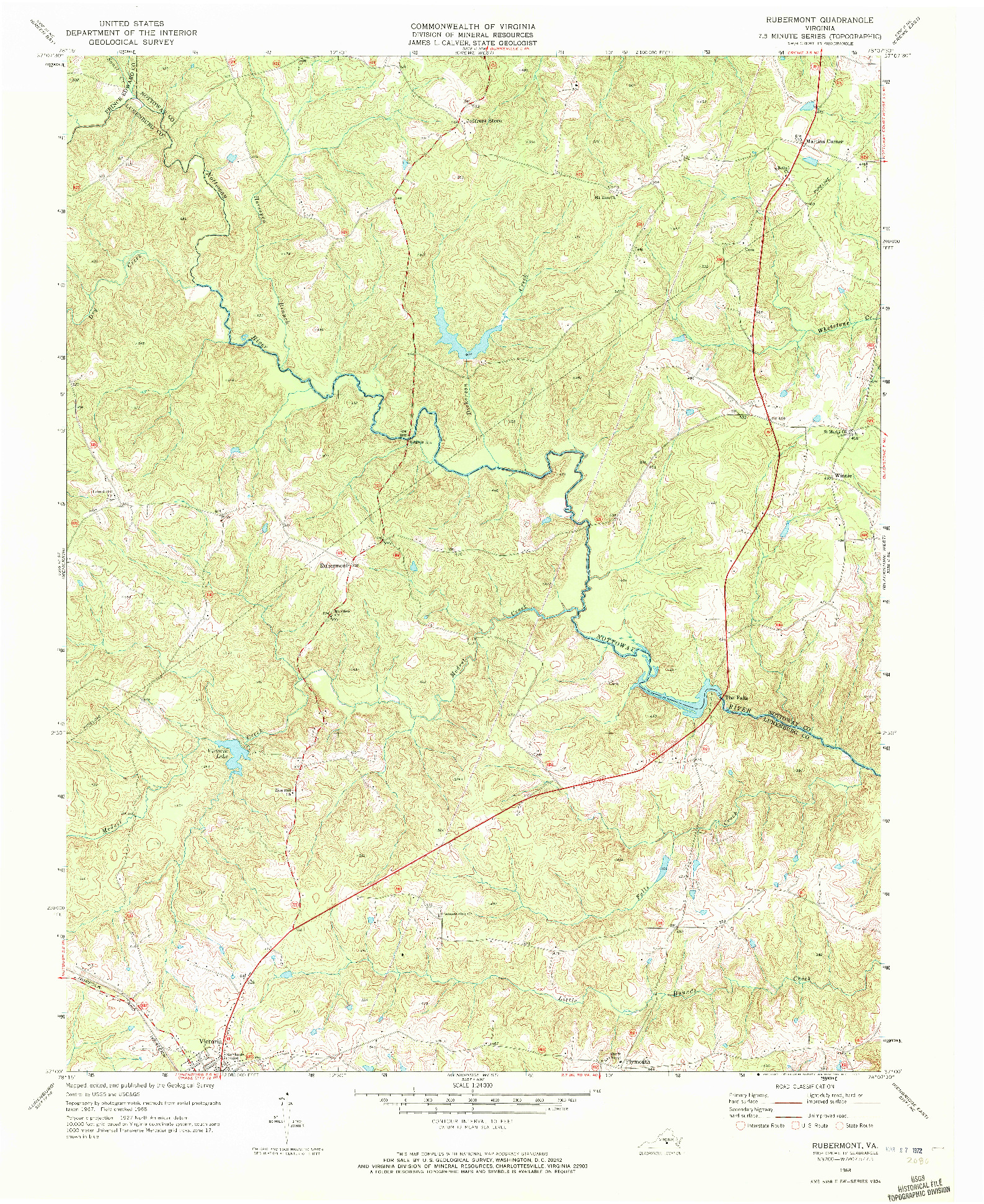 USGS 1:24000-SCALE QUADRANGLE FOR RUBERMONT, VA 1968