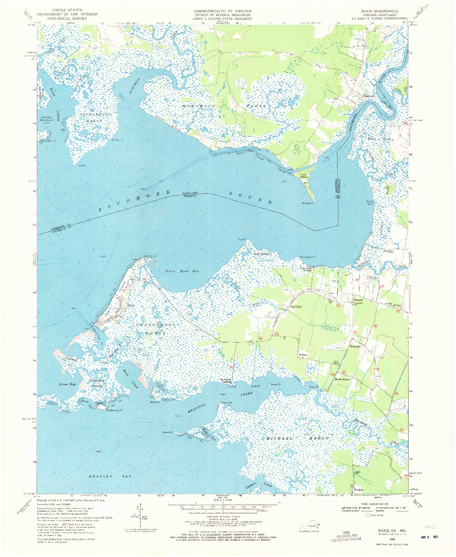 USGS 1:24000-SCALE QUADRANGLE FOR SAXIS, VA 1968