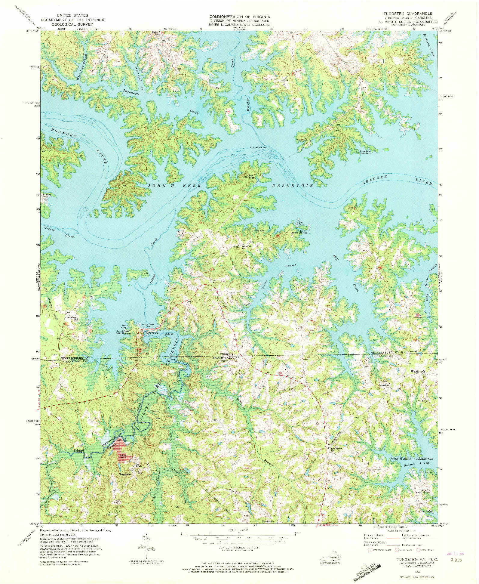 USGS 1:24000-SCALE QUADRANGLE FOR TUNGSTEN, VA 1968